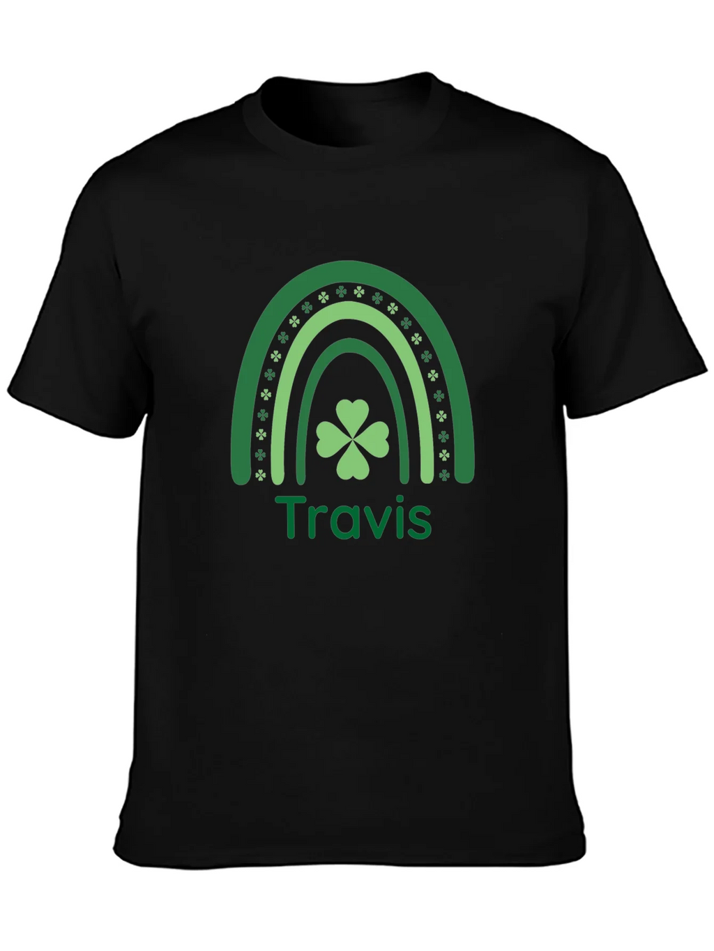 St. Patricks Day Travis Rainbow Clover T-Shirt