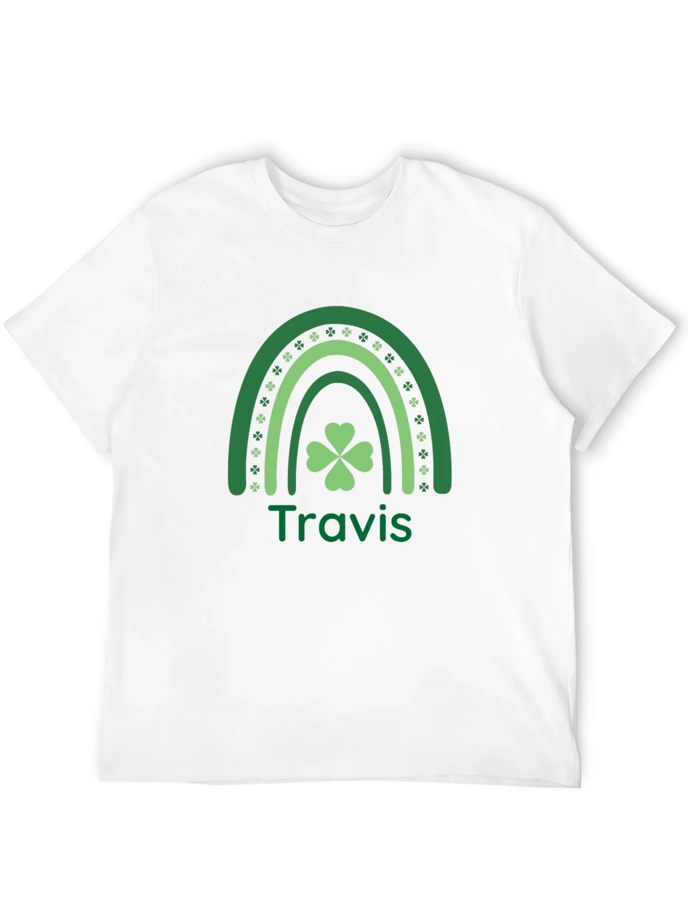St. Patricks Day Travis Rainbow Clover T-Shirt