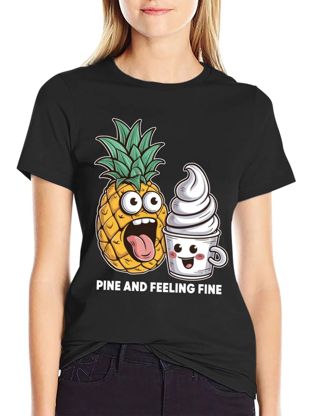 Pine and Feeling Fine Black Graphic T-Shirt