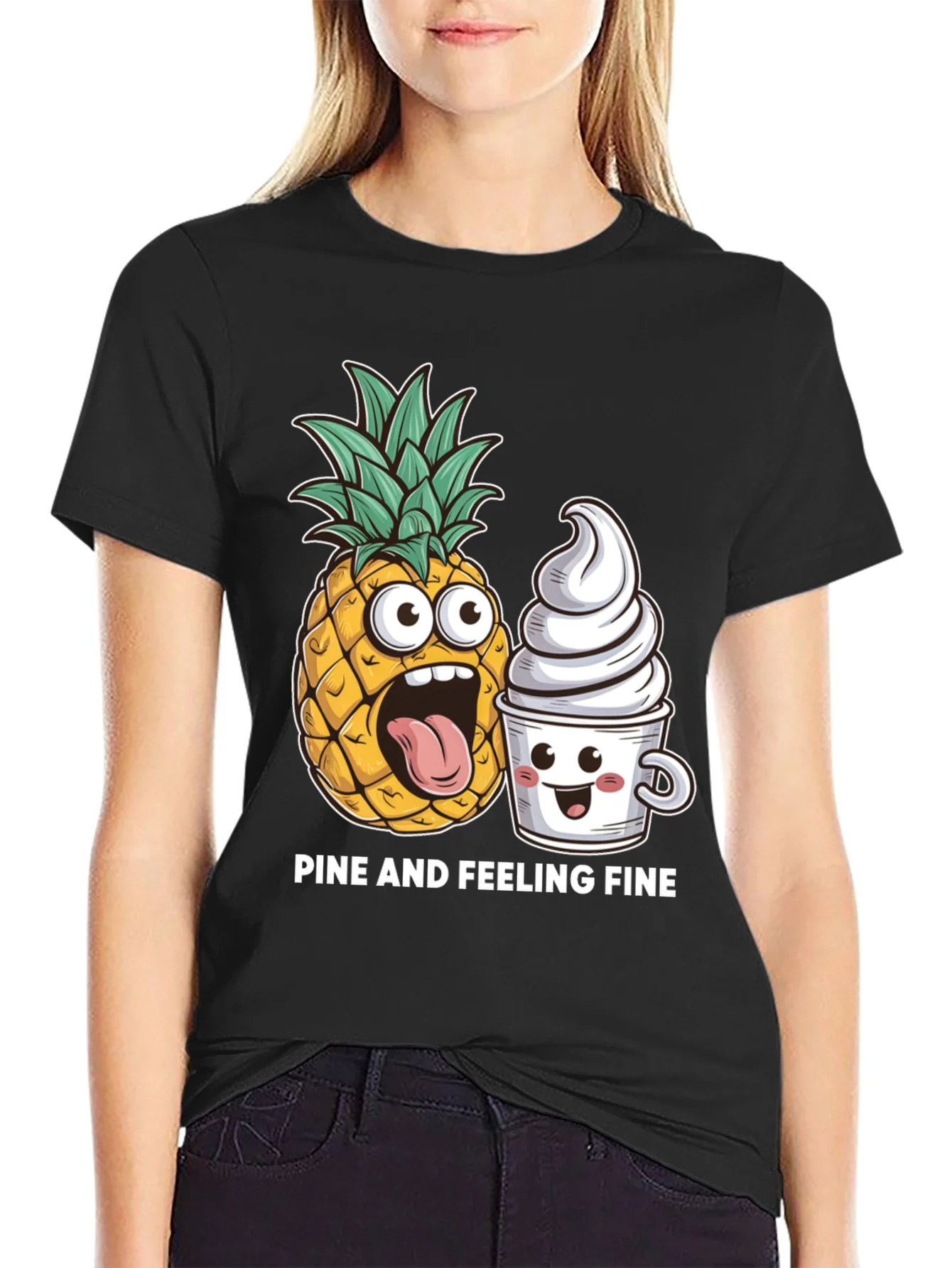 Pine and Feeling Fine Black Graphic T-Shirt