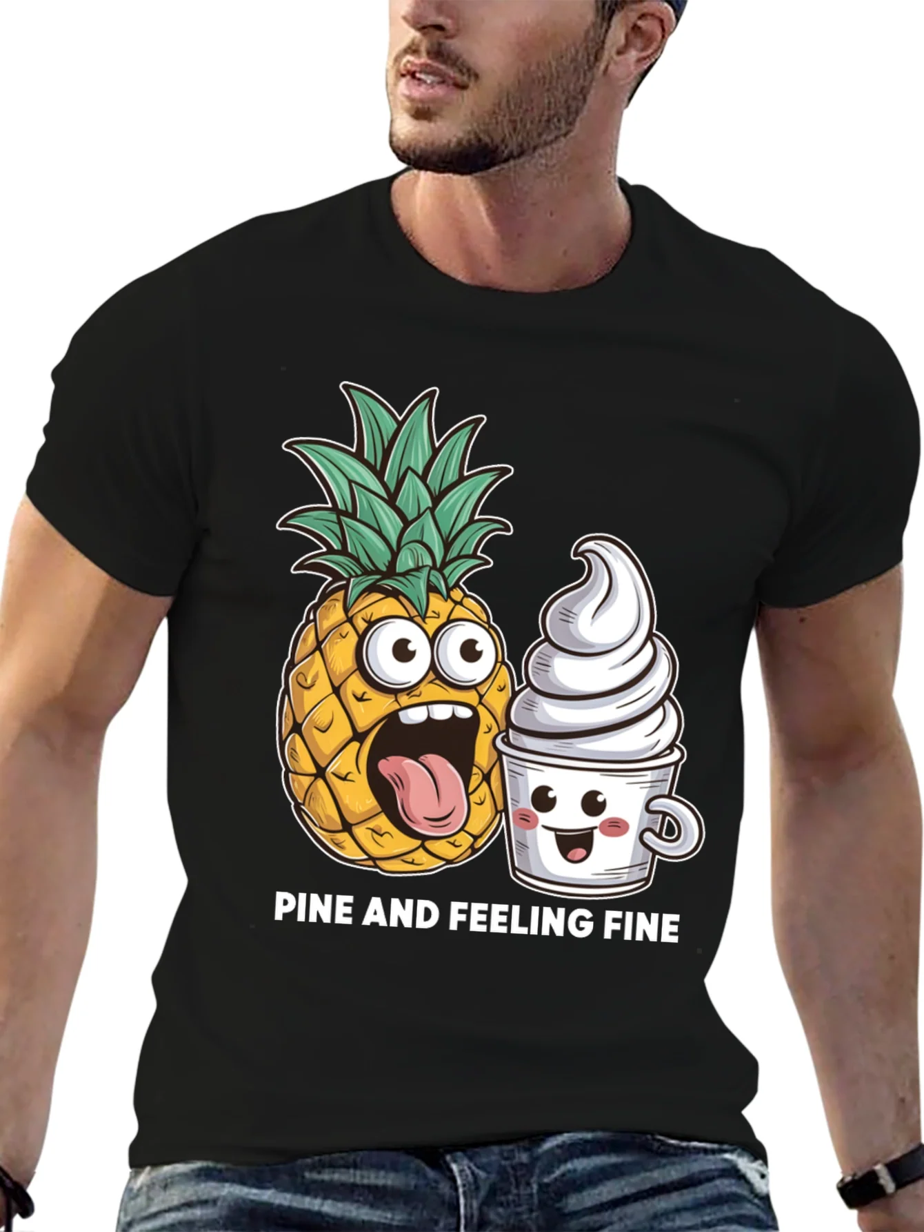 Pine and Feeling Fine Black Graphic T-Shirt