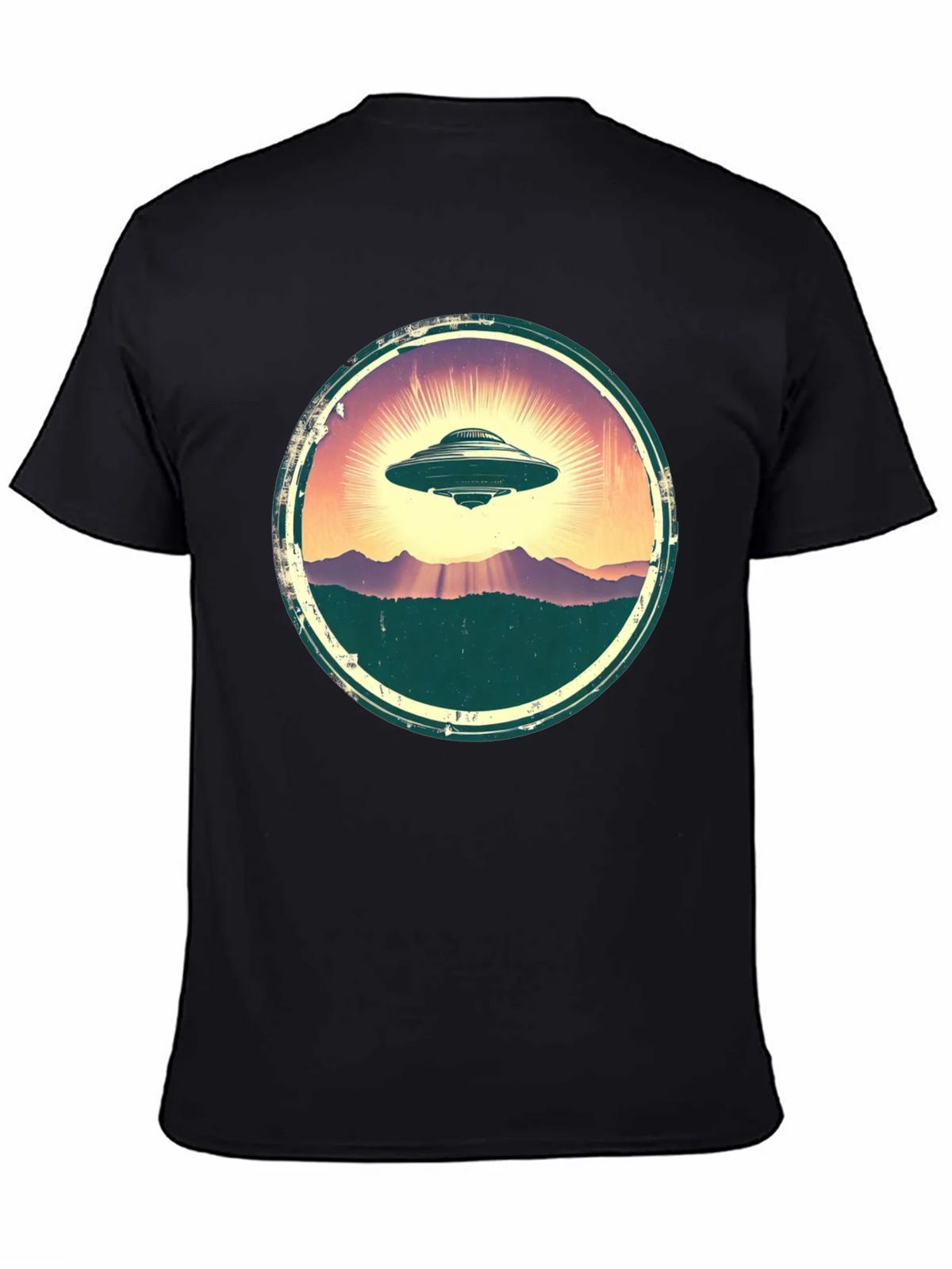 UFO Sunset Graphic Tee - Vintage Alien T-Shirt