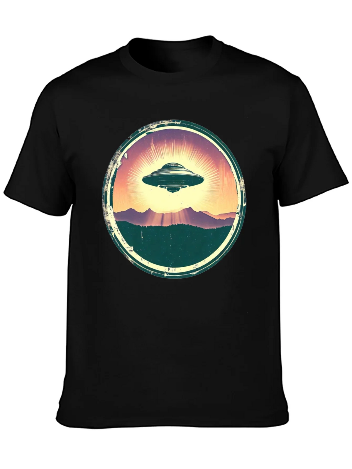 UFO Sunset Graphic Tee - Vintage Alien T-Shirt