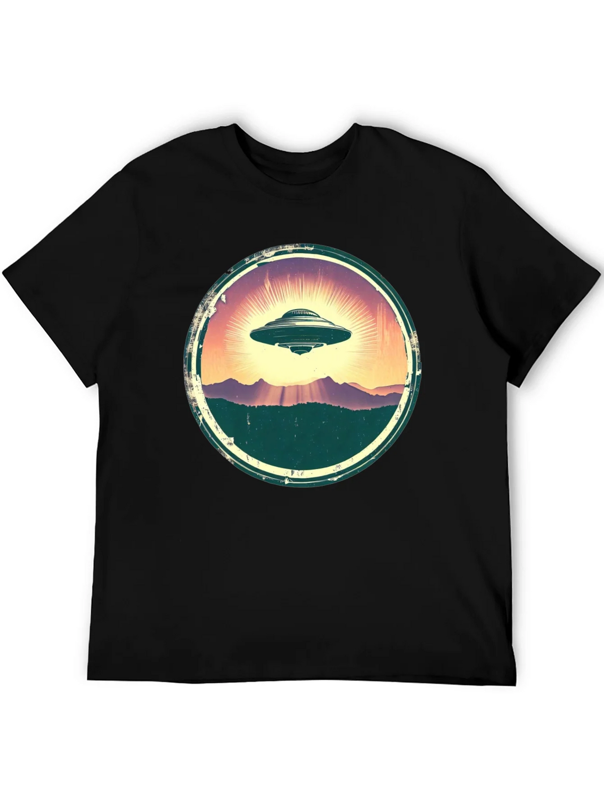 UFO Sunset Graphic Tee - Vintage Alien T-Shirt
