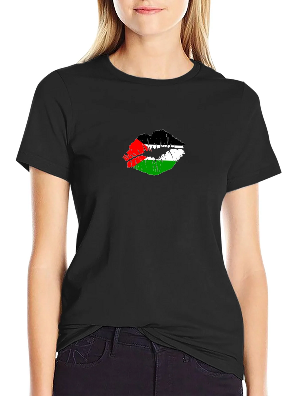 Palestine Flag Lips T-Shirt - Unique Graphic Tee
