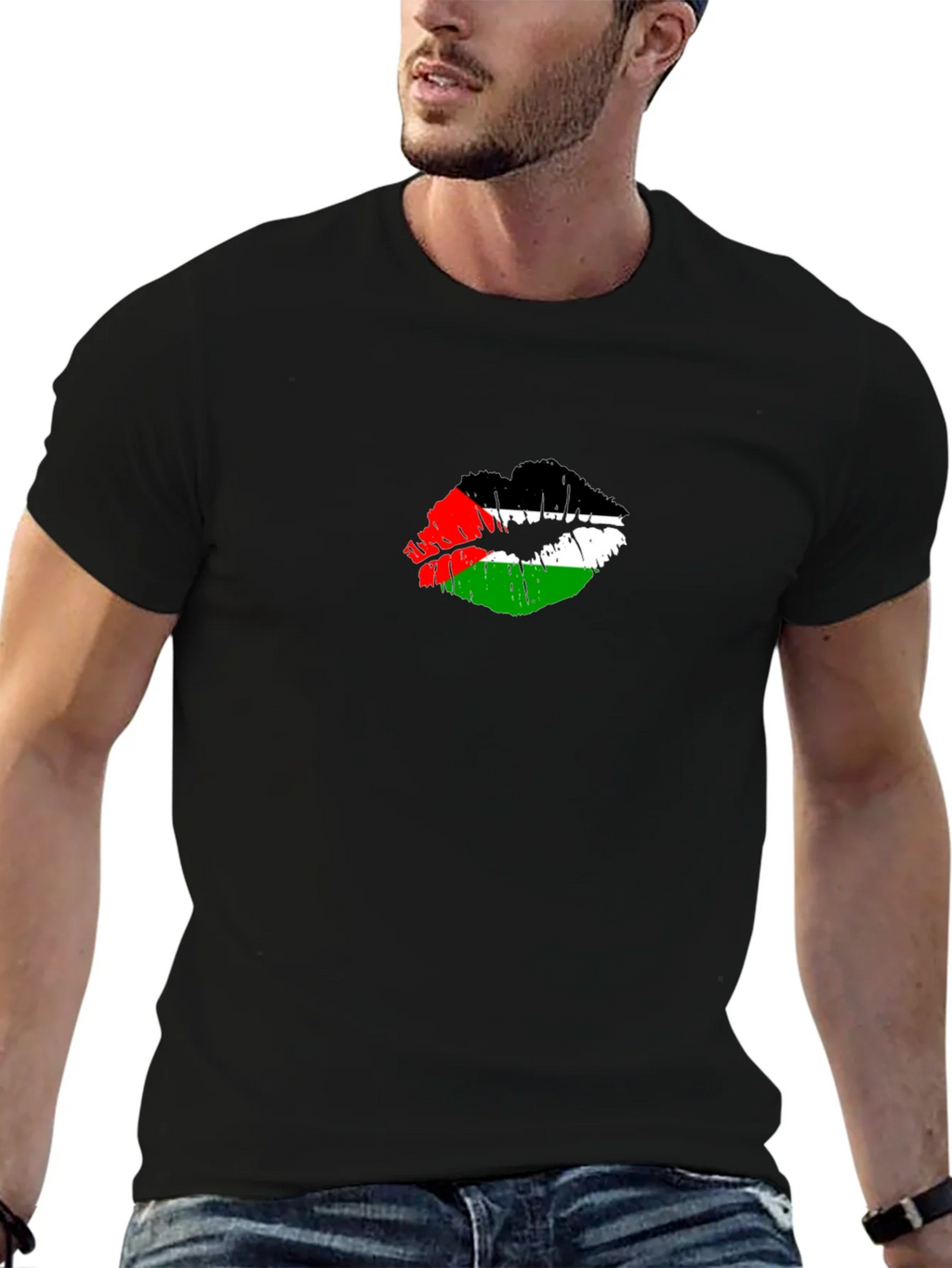 Palestine Flag Lips T-Shirt - Unique Graphic Tee