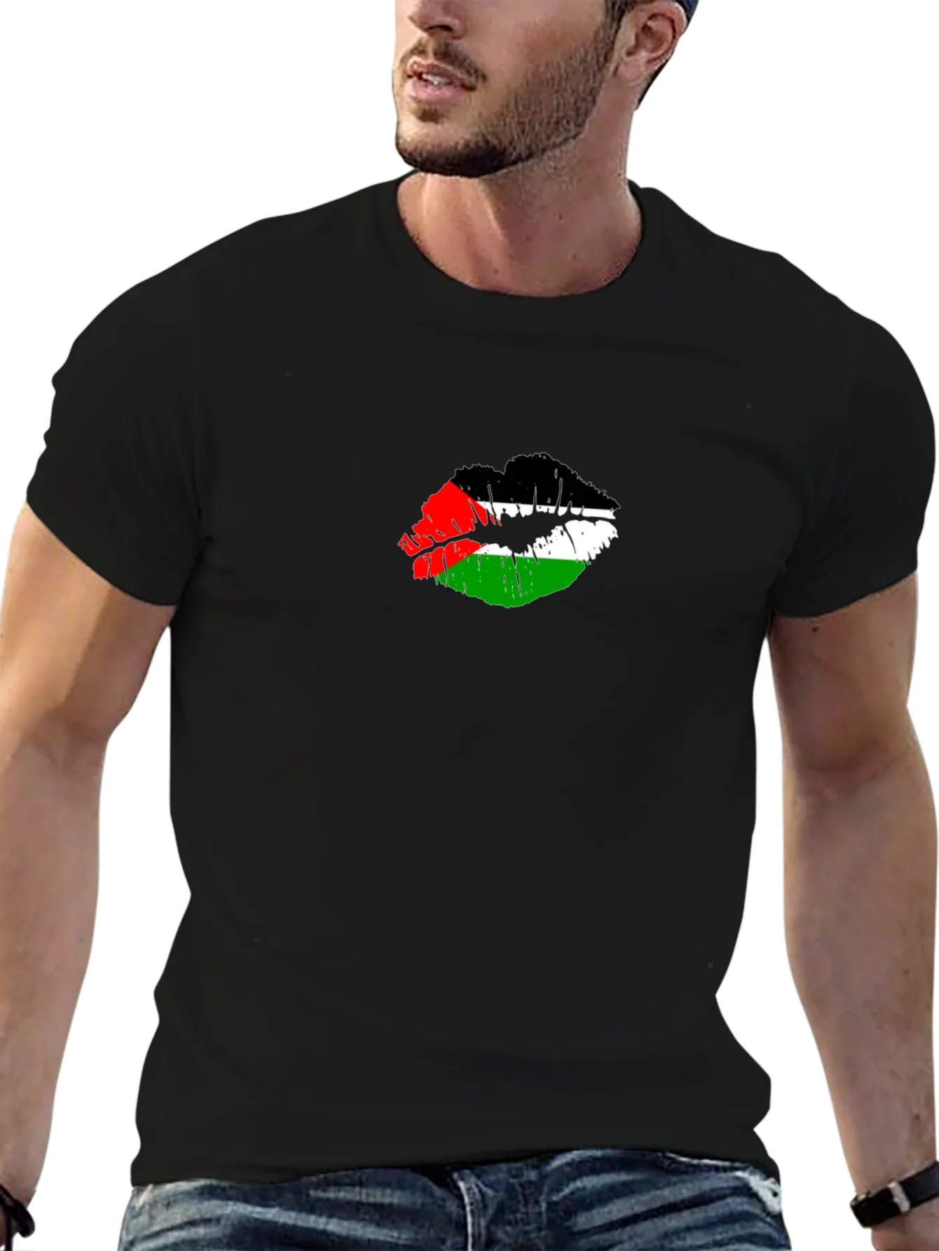 Palestine Flag Lips T-Shirt - Unique Graphic Tee