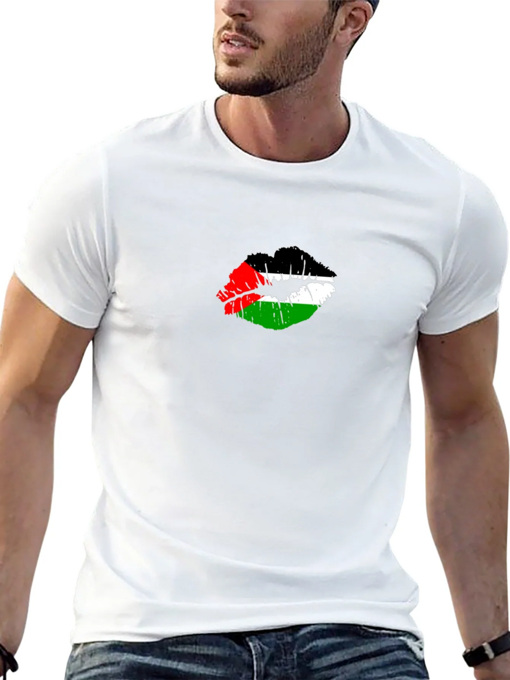 Palestine Flag Lips T-Shirt - Unique Graphic Tee