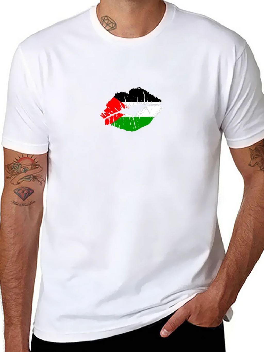 Palestine Flag Lips T-Shirt - Unique Graphic Tee