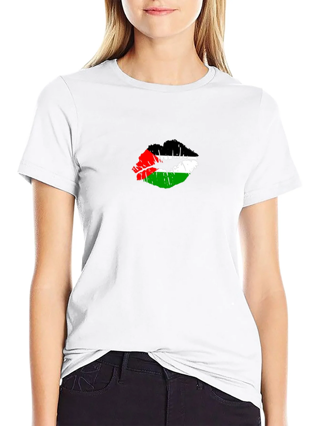 Palestine Flag Lips T-Shirt - Unique Graphic Tee