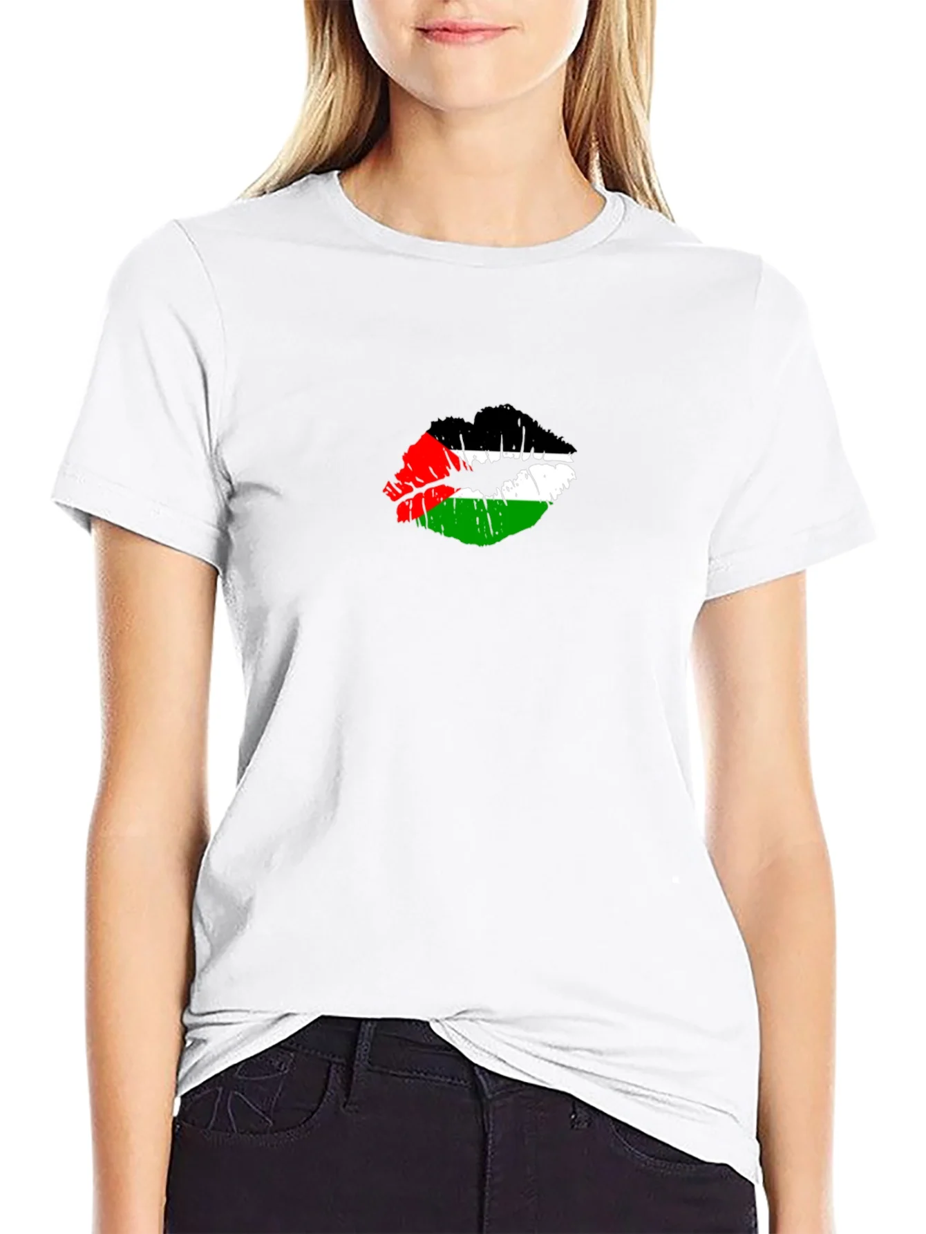 Palestine Flag Lips T-Shirt - Unique Graphic Tee