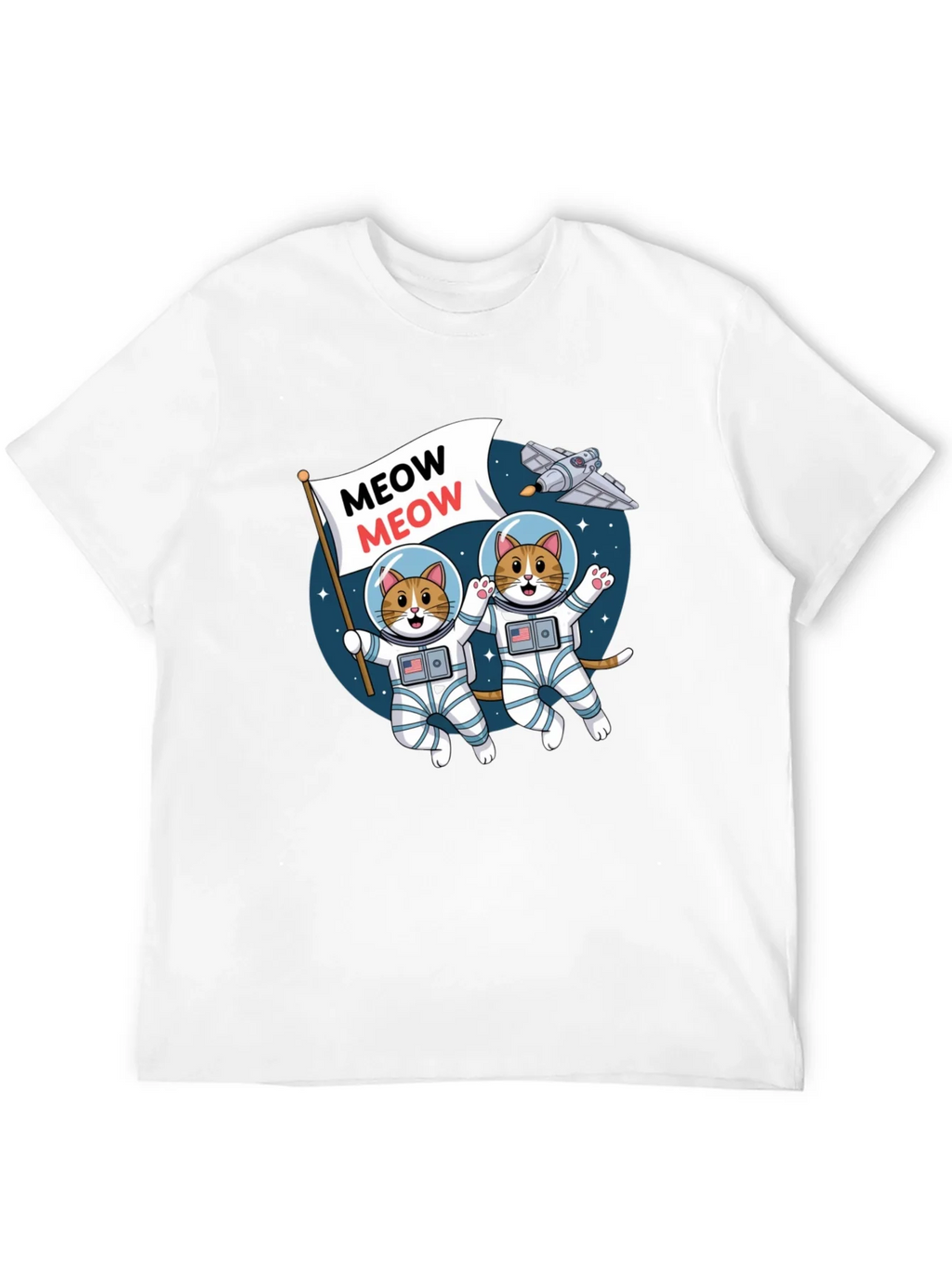 Meow Astronaut Cats Graphic T-Shirt