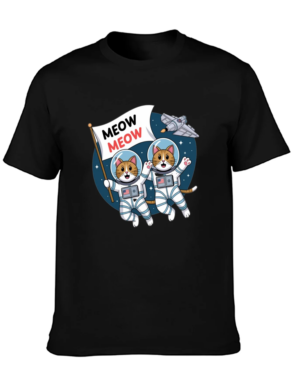 Meow Astronaut Cats Graphic T-Shirt
