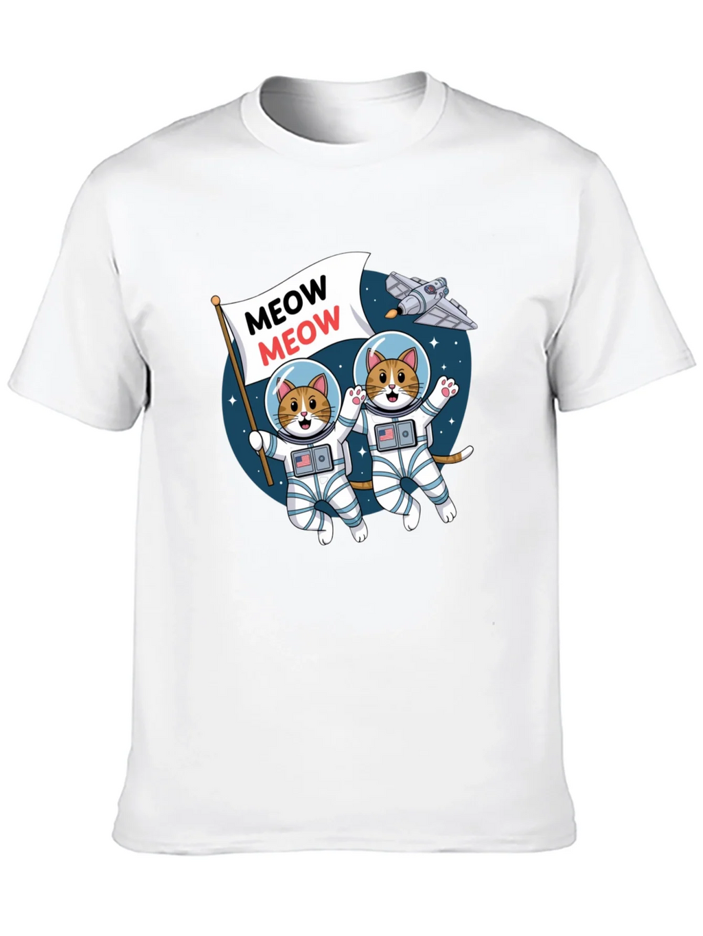 Meow Astronaut Cats Graphic T-Shirt