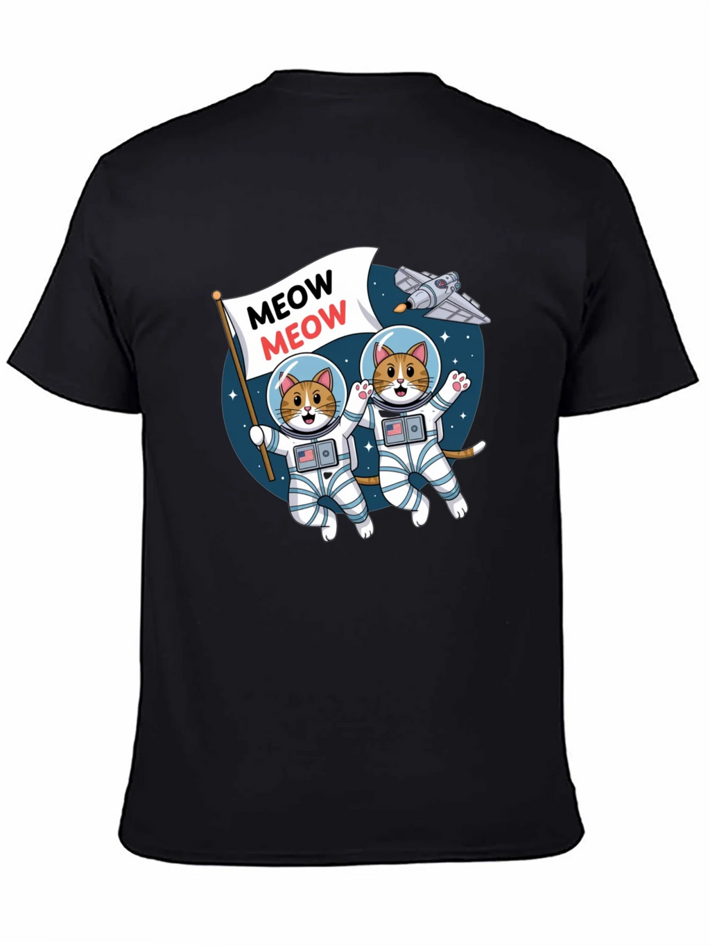 Meow Astronaut Cats Graphic T-Shirt