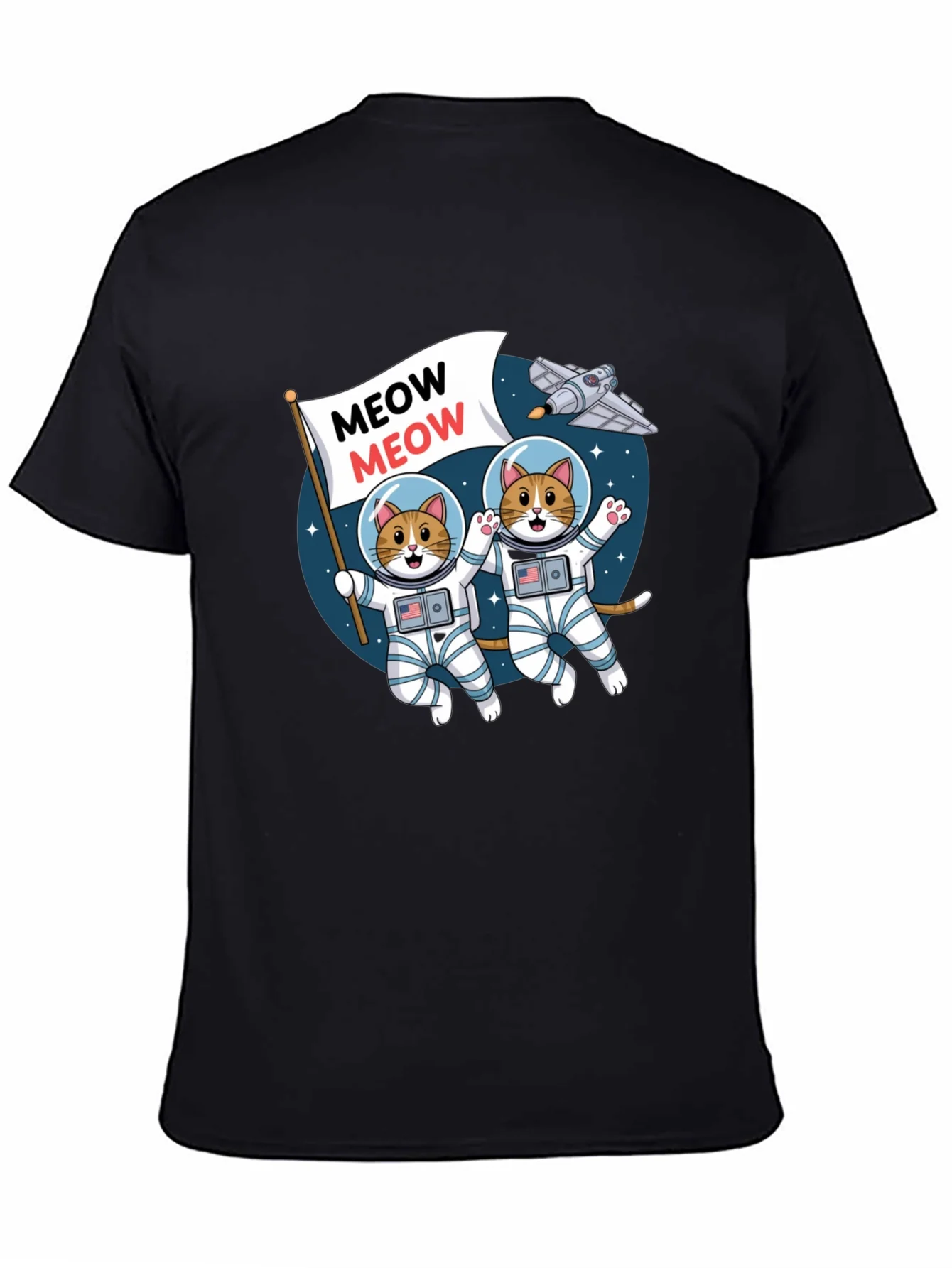 Meow Astronaut Cats Graphic T-Shirt