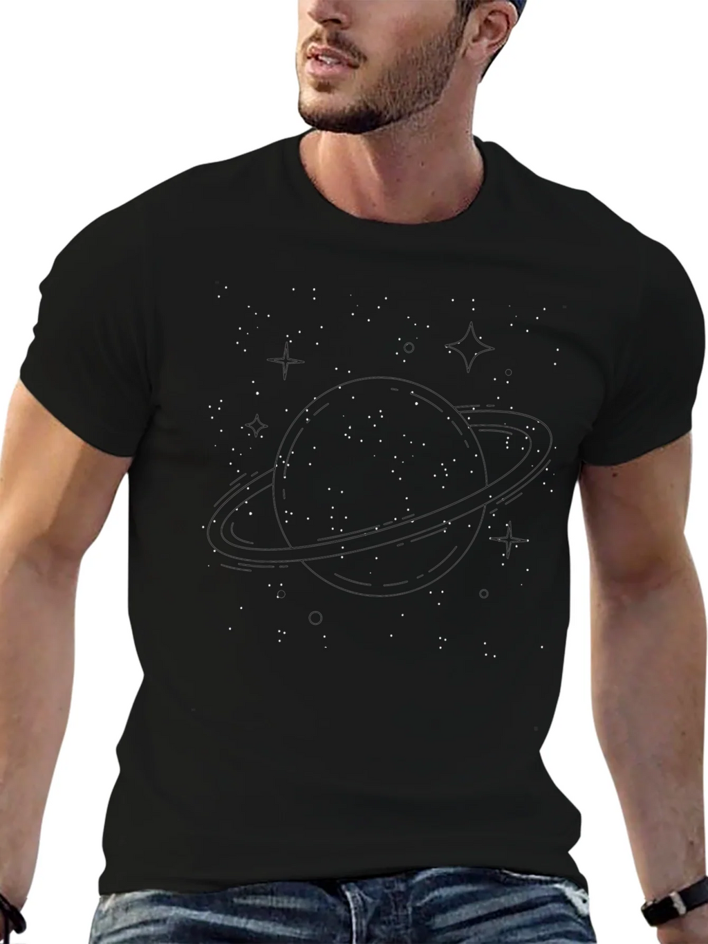 Constellation Print Black T-Shirt