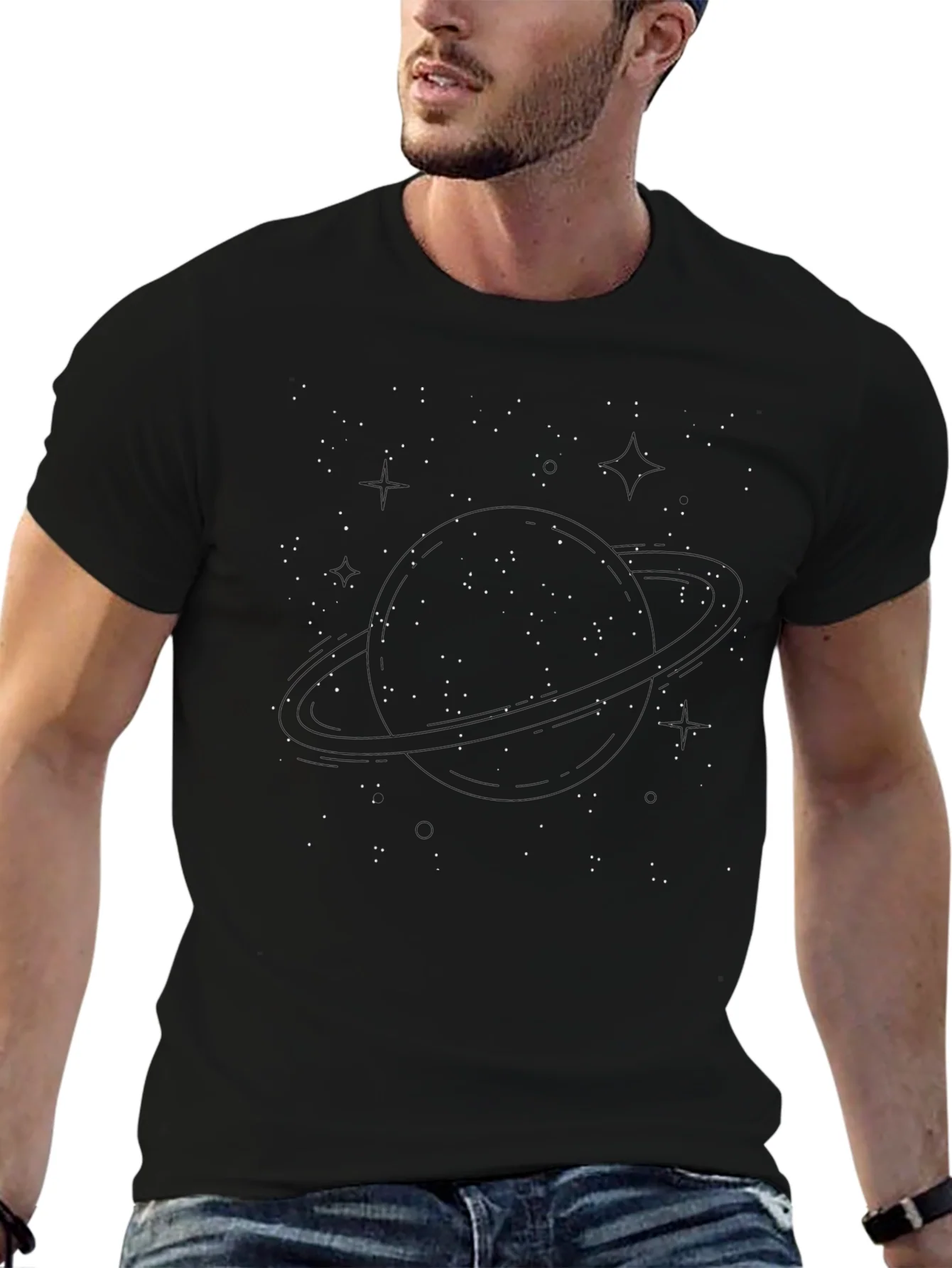 Constellation Print Black T-Shirt