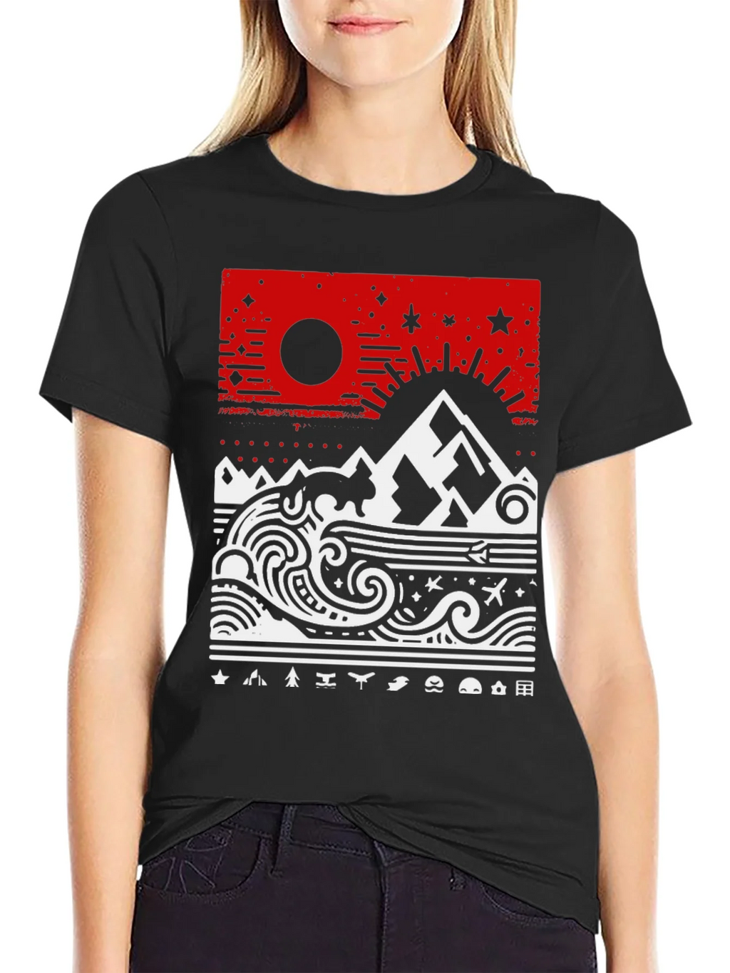 Abstract Mountain & Sea Graphic Tee