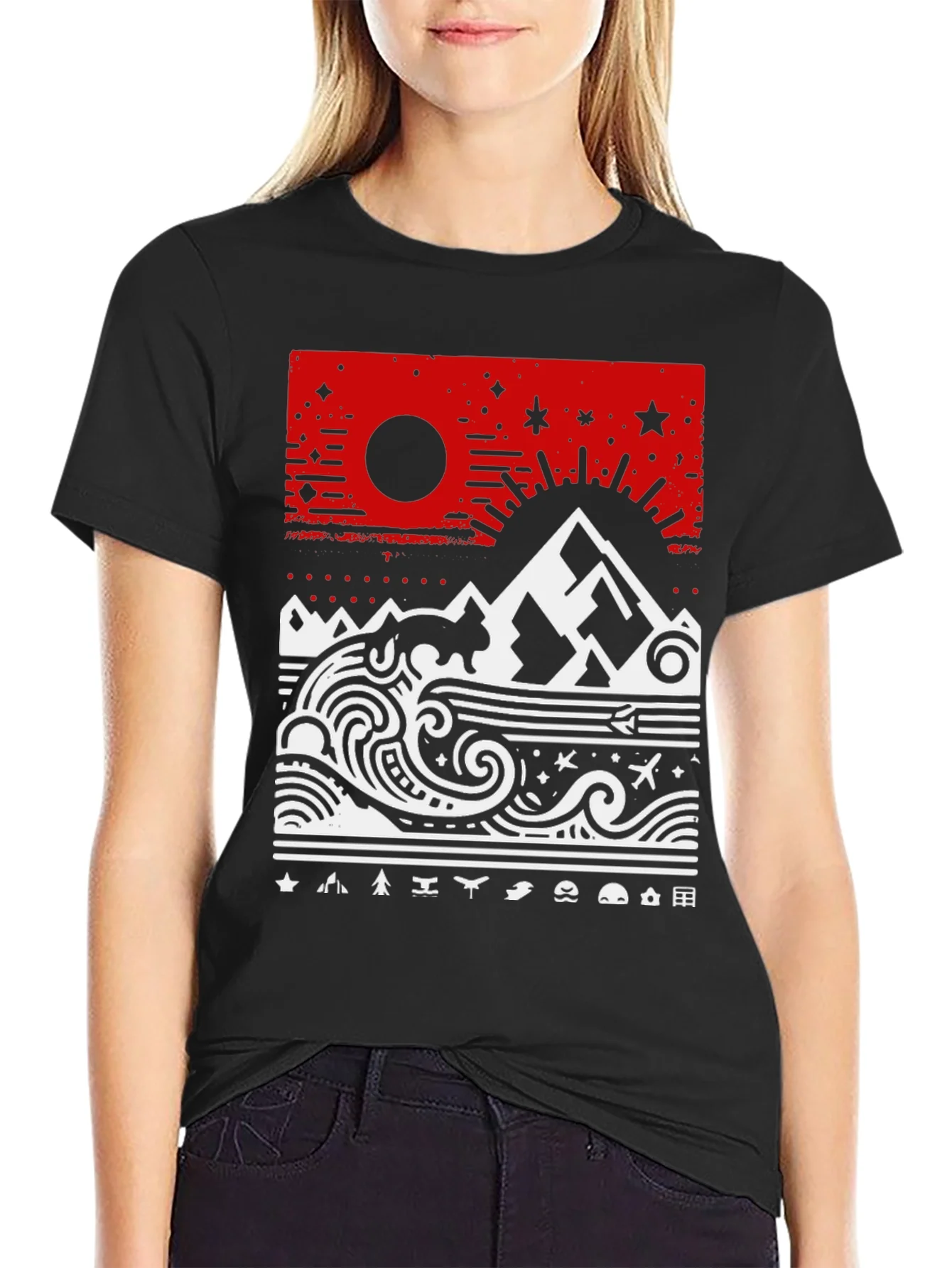 Abstract Mountain & Sea Graphic Tee