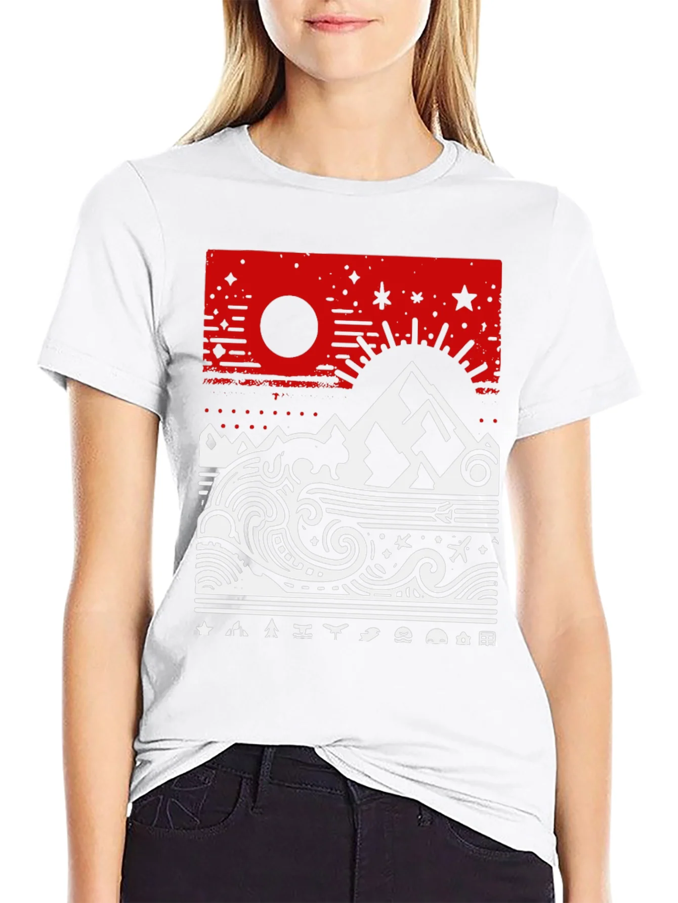 Abstract Mountain & Sea Graphic Tee