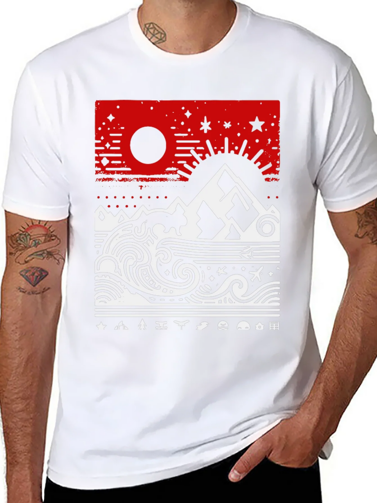 Abstract Mountain & Sea Graphic Tee