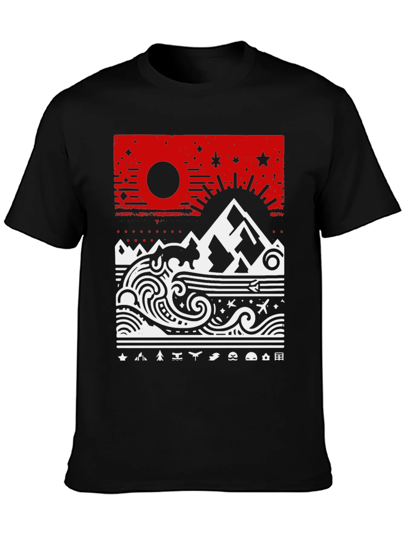 Abstract Mountain & Sea Graphic Tee
