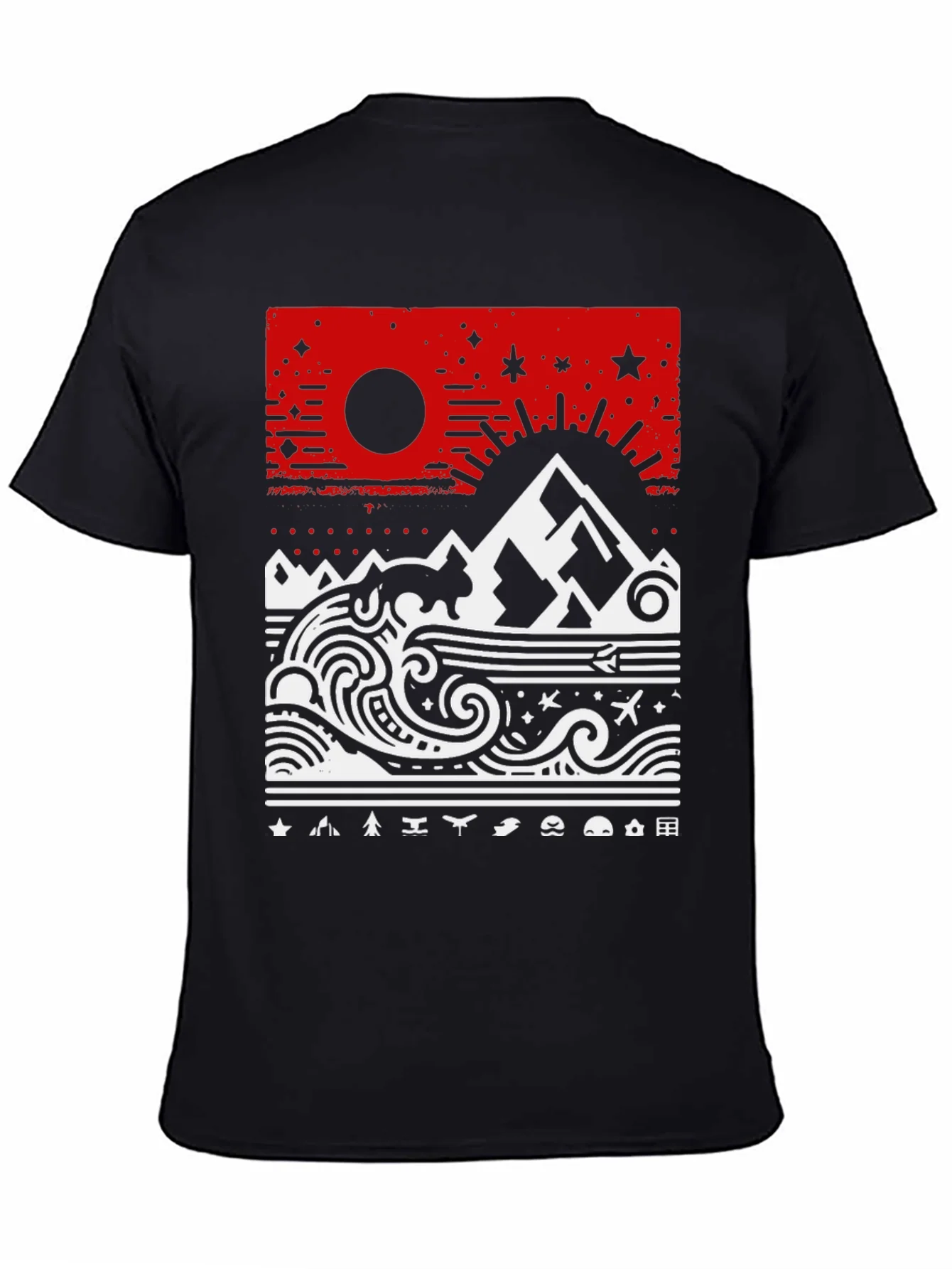 Abstract Mountain & Sea Graphic Tee
