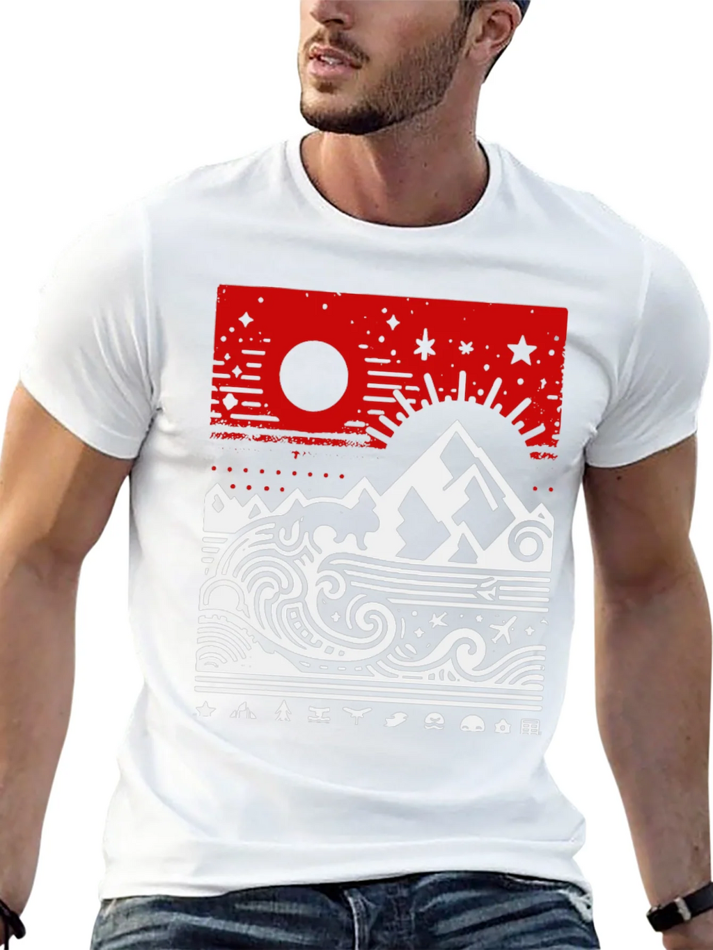 Abstract Mountain & Sea Graphic Tee