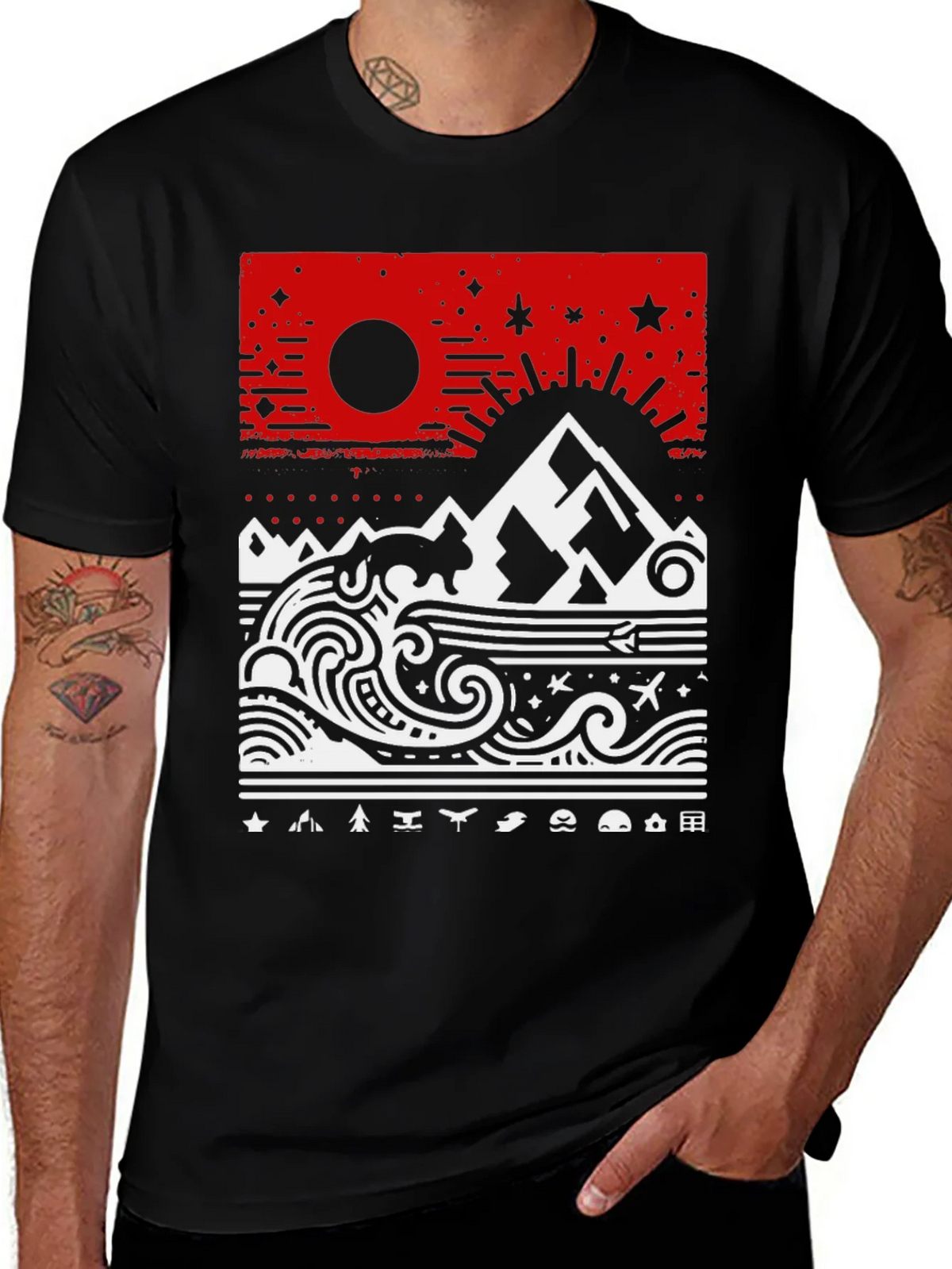 Abstract Mountain & Sea Graphic Tee