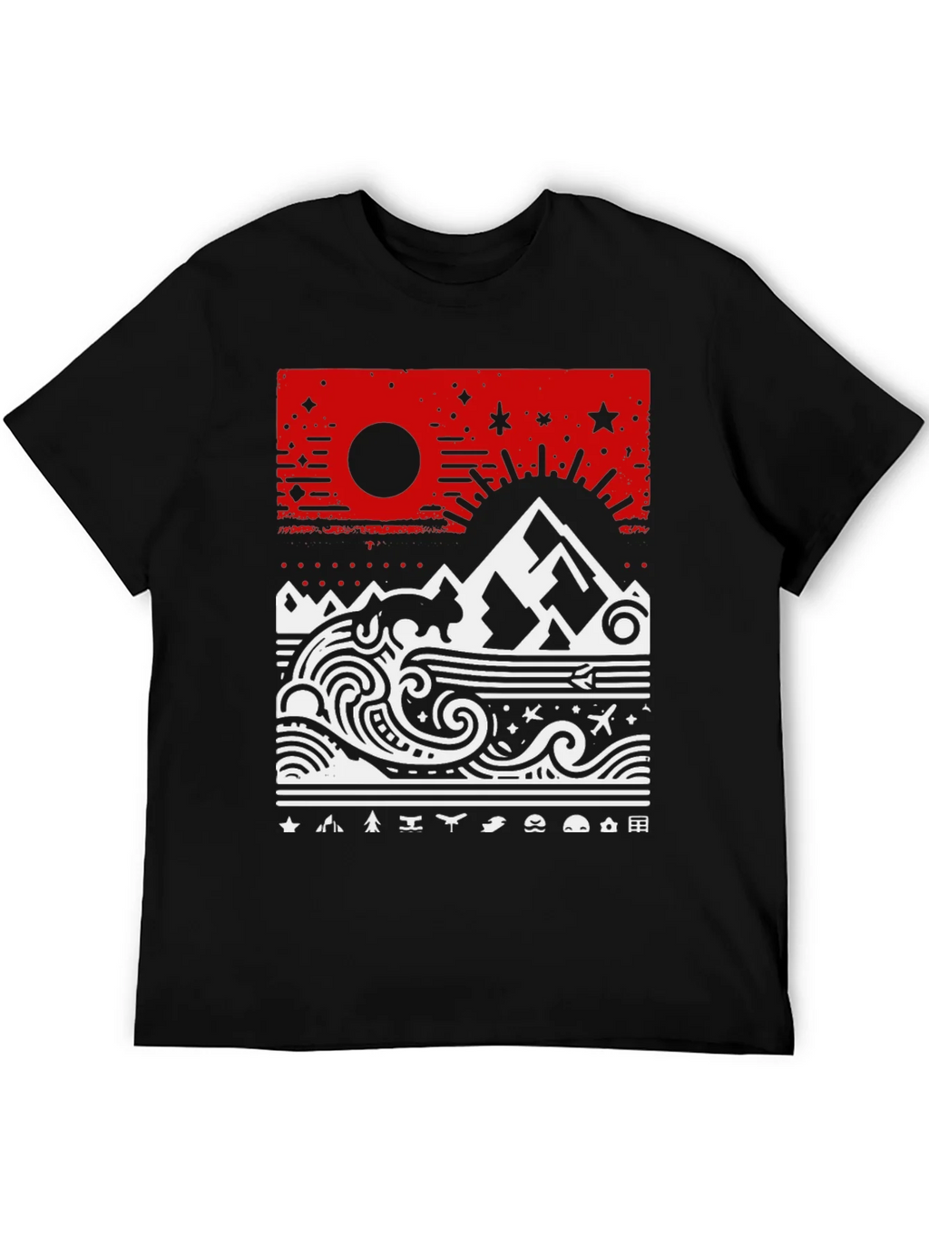 Abstract Mountain & Sea Graphic Tee