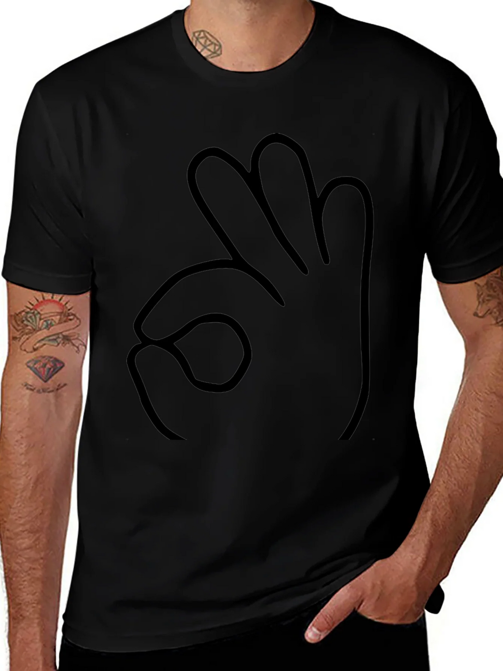 Funny Hand Gesture Black T-Shirt