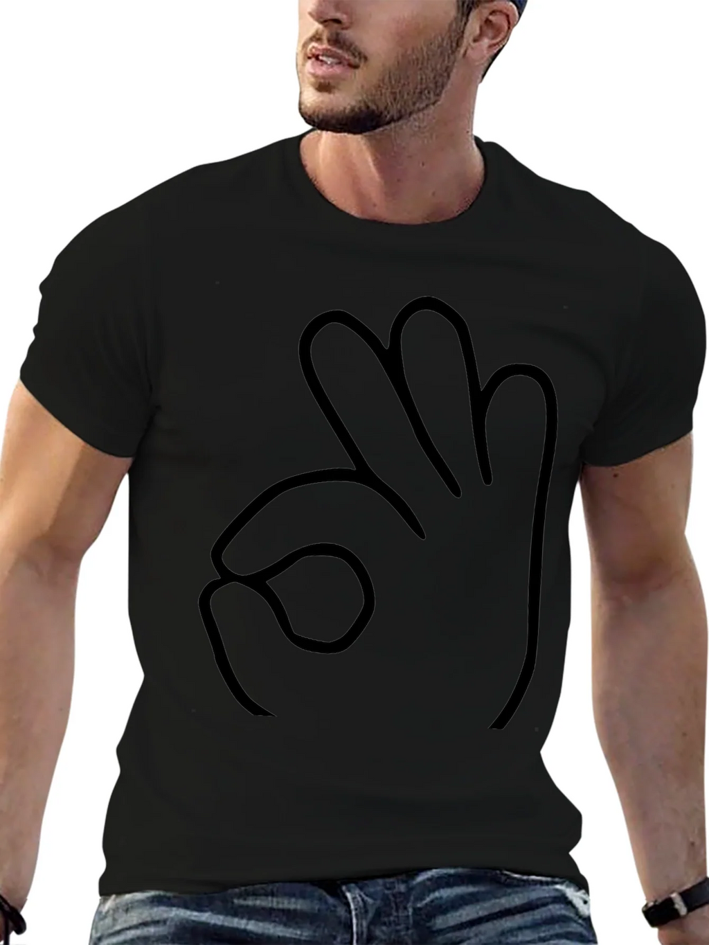 Funny Hand Gesture Black T-Shirt