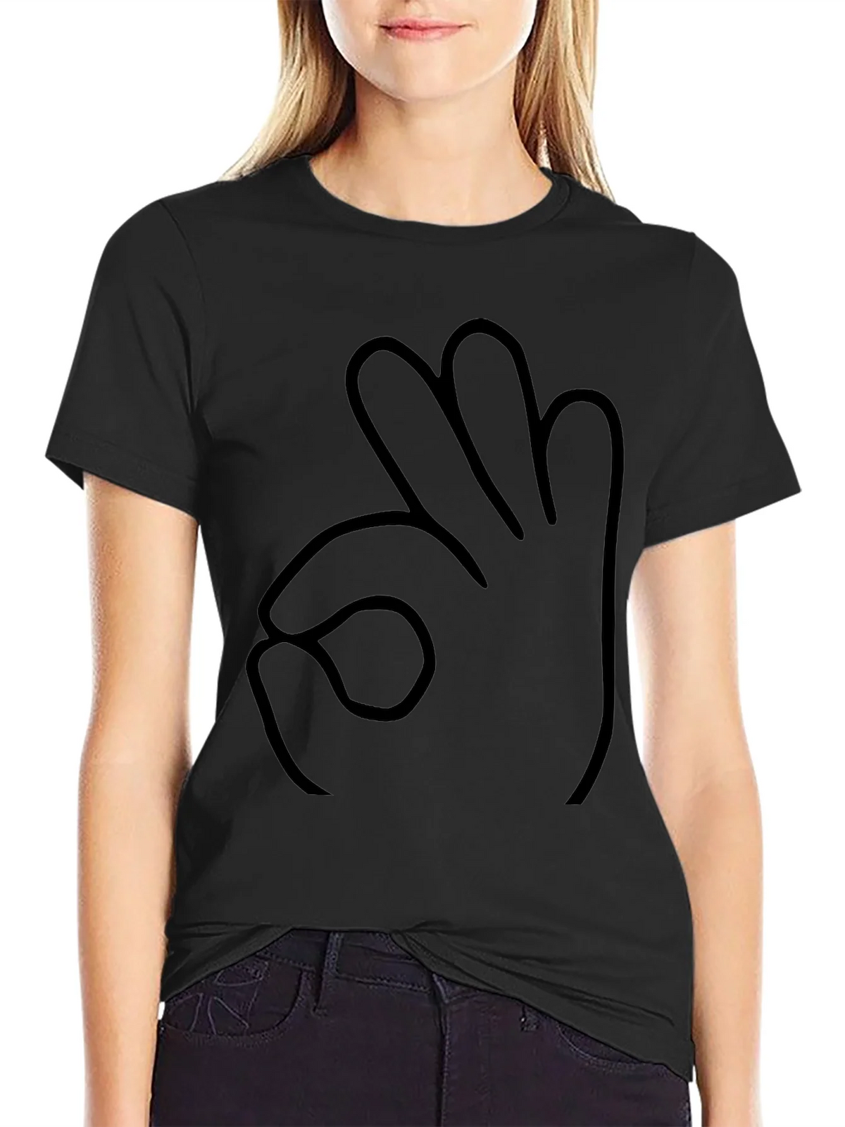 Funny Hand Gesture Black T-Shirt