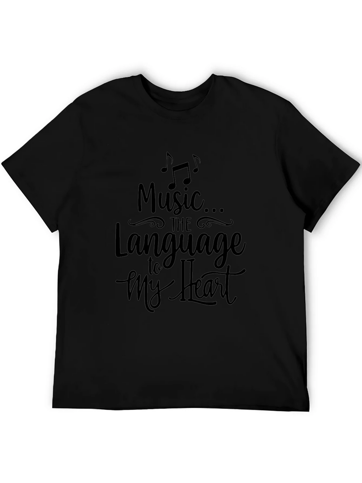 Music to My Heart Graphic Tee - Black Casual T-Shirt
