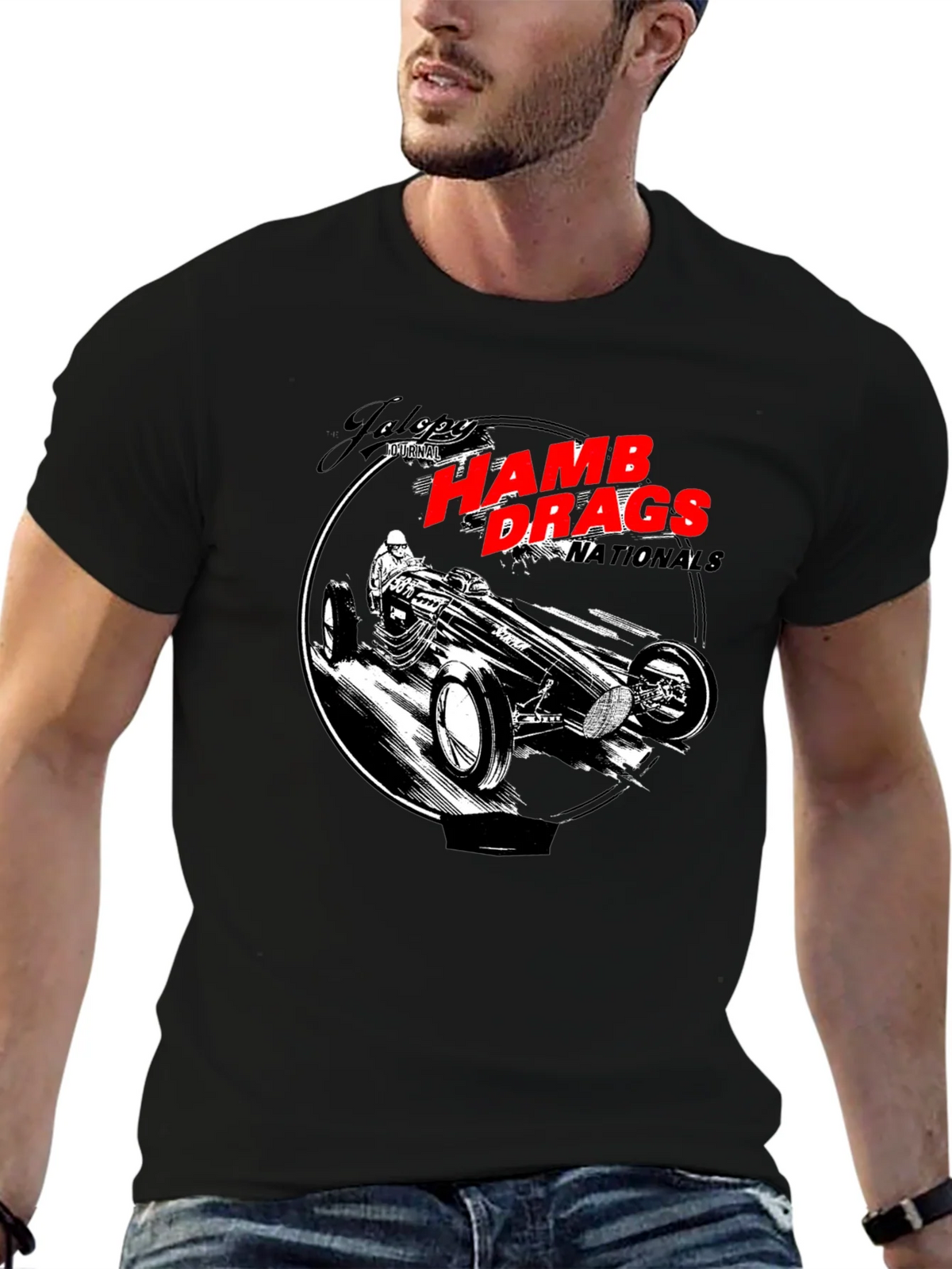 HAMB Drags Nationals Black T-Shirt Car Design