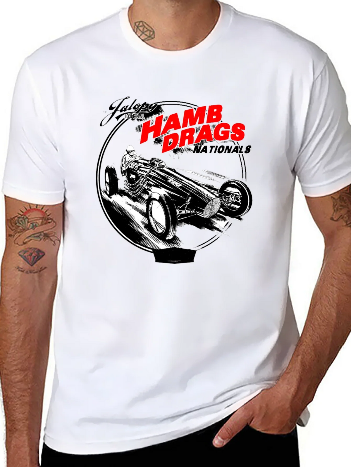 HAMB Drags Nationals Black T-Shirt Car Design