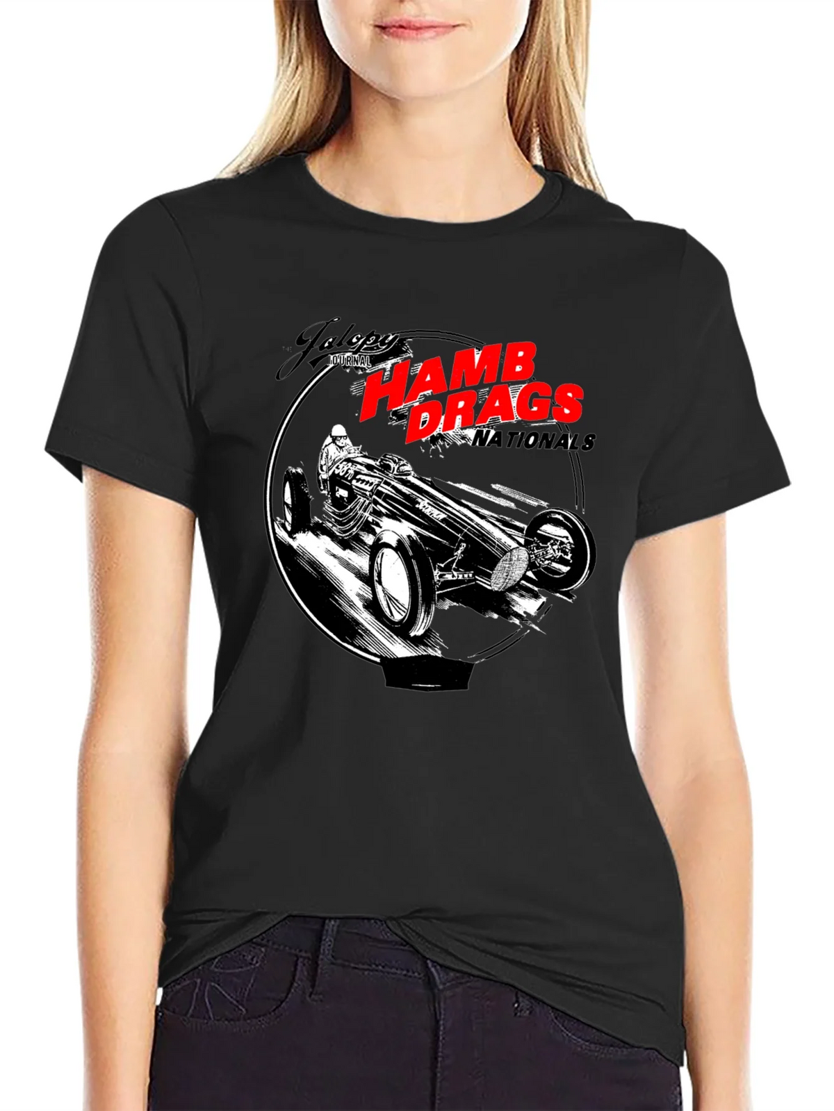 HAMB Drags Nationals Black T-Shirt Car Design