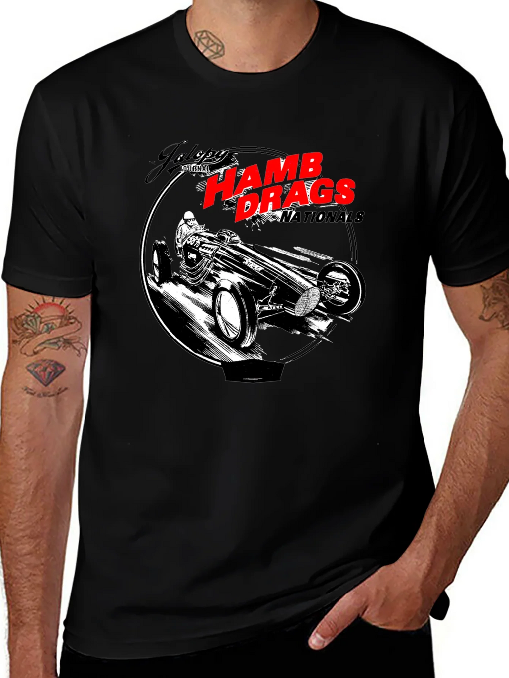 HAMB Drags Nationals Black T-Shirt Car Design
