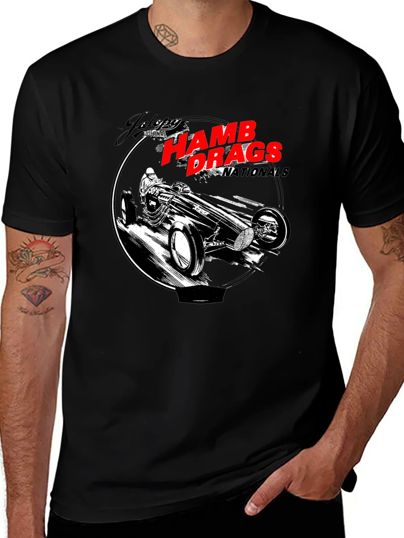 HAMB Drags Nationals Black T-Shirt Car Design