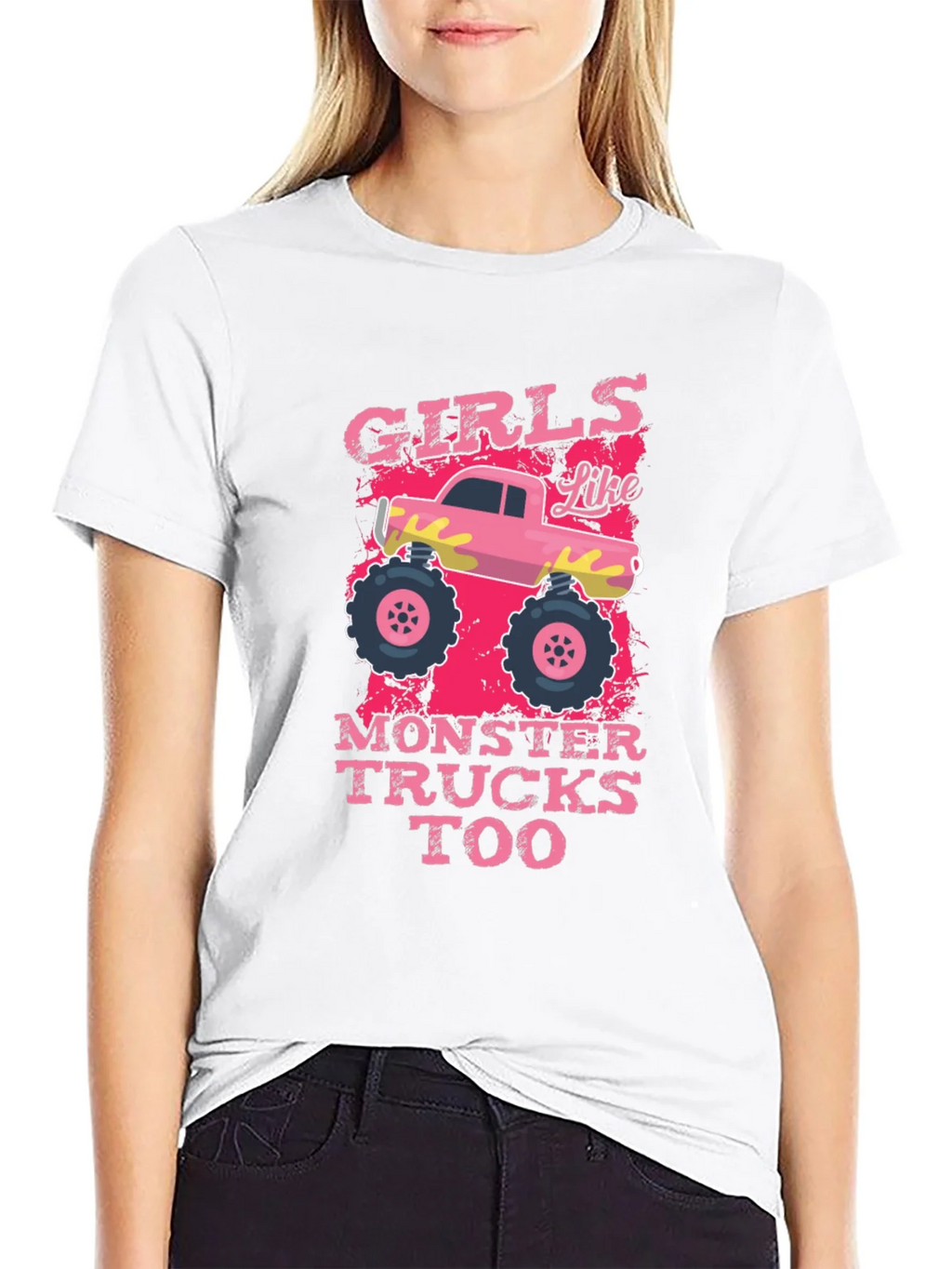 Girls Like Monster Trucks Tee - Graphic Print