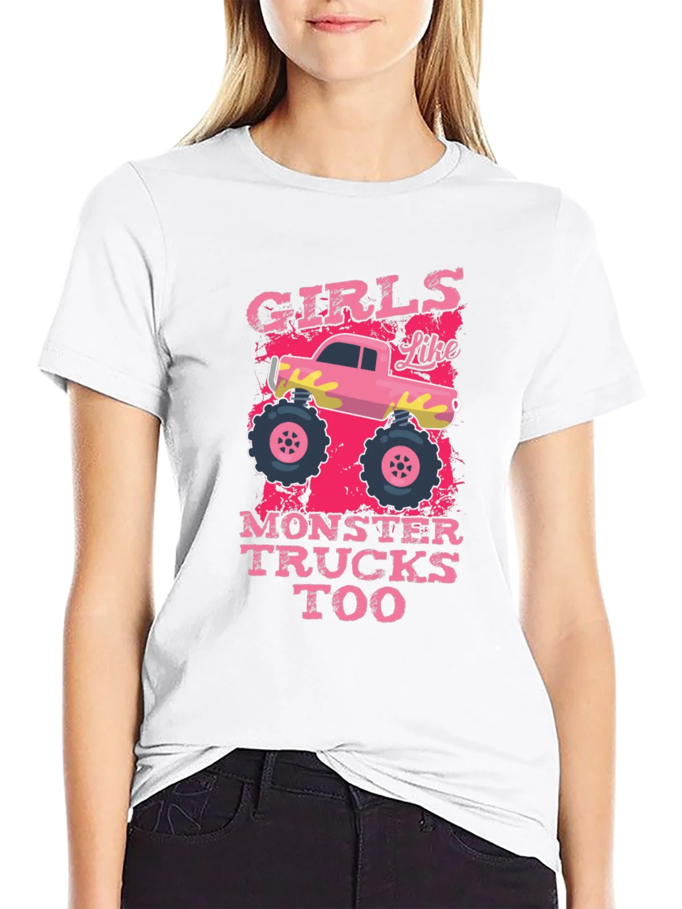 Girls Like Monster Trucks Tee - Graphic Print