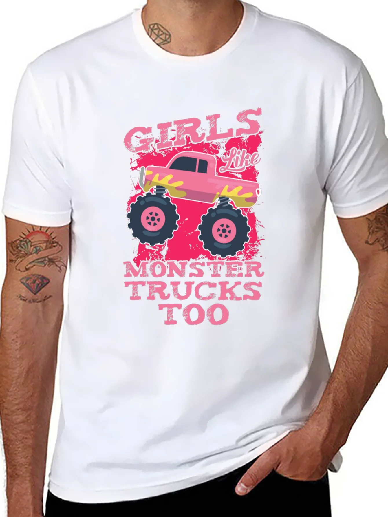 Girls Like Monster Trucks Tee - Graphic Print