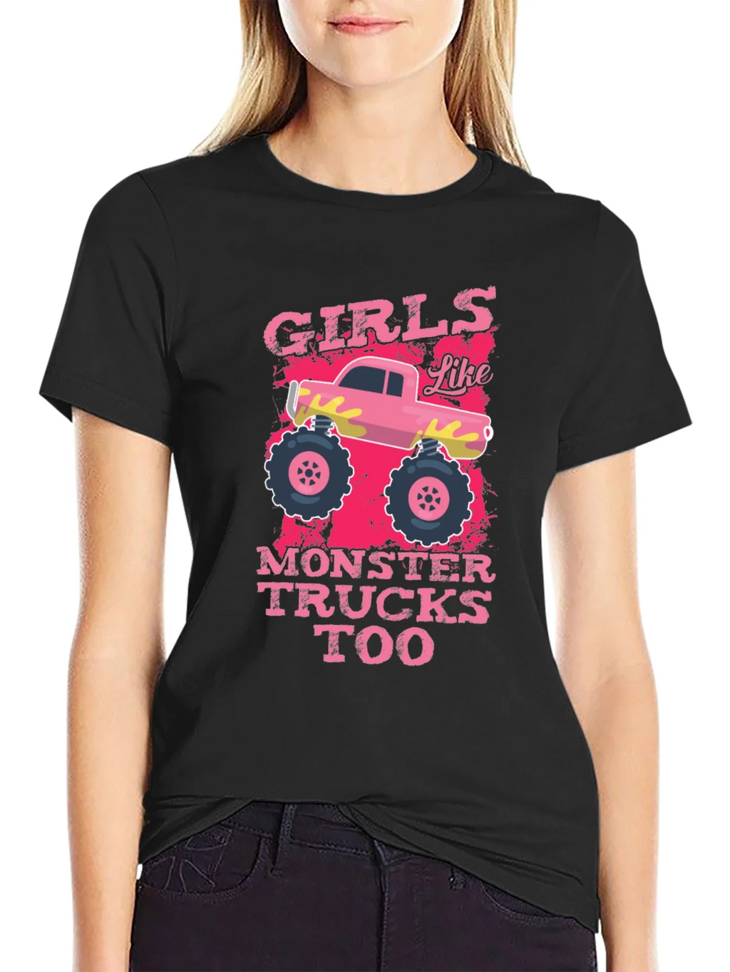 Girls Like Monster Trucks Tee - Graphic Print
