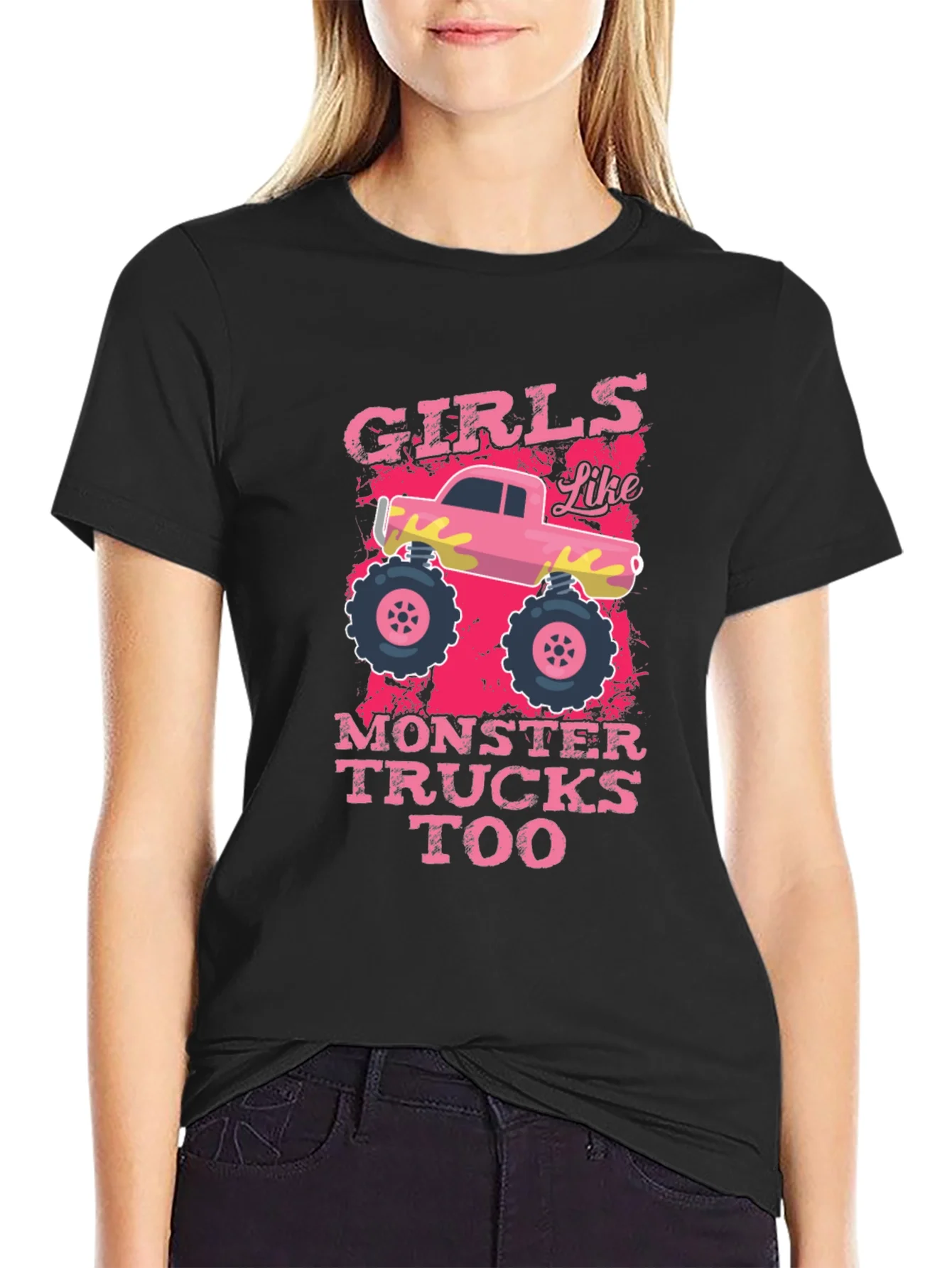 Girls Like Monster Trucks Tee - Graphic Print