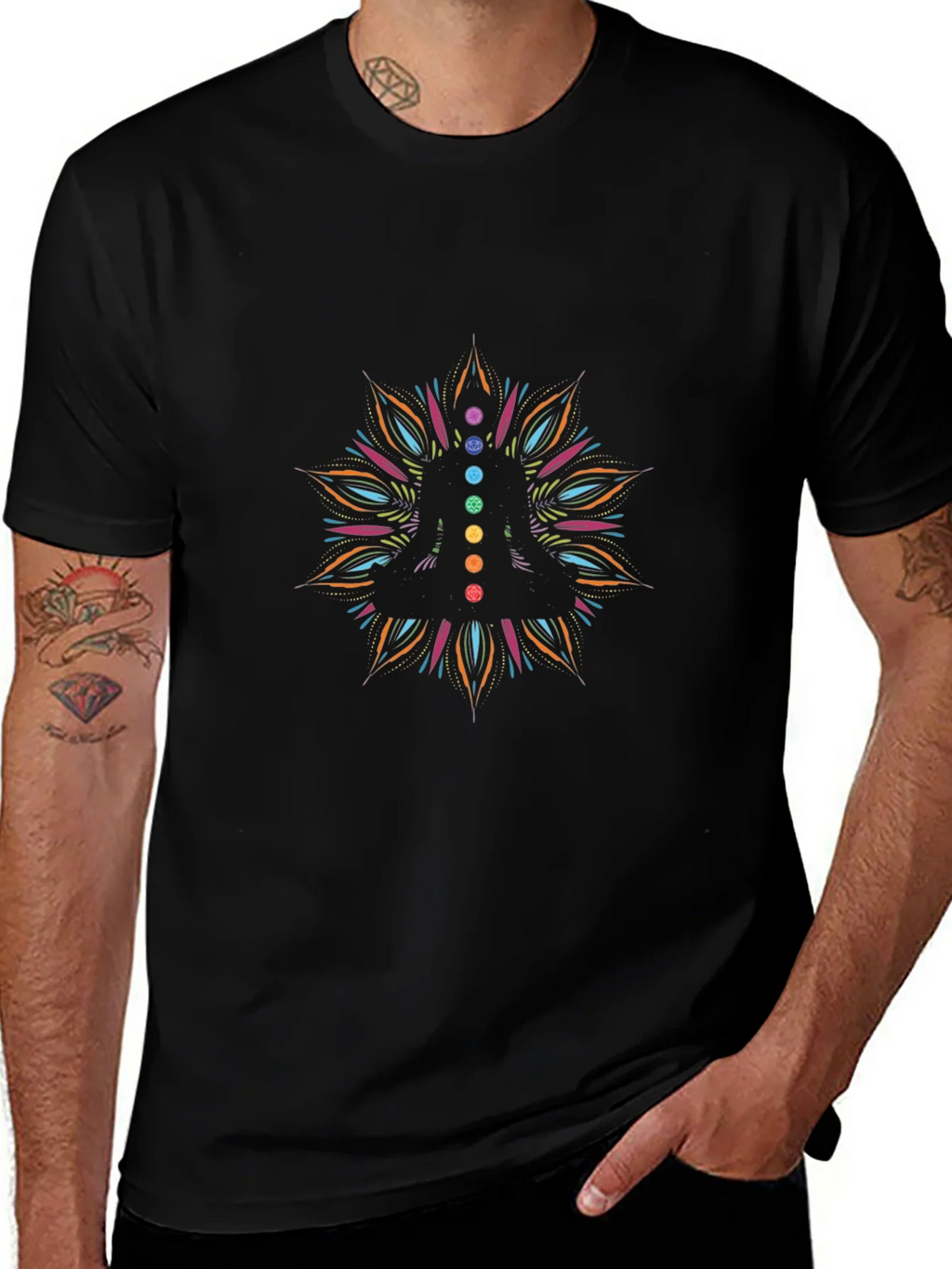 Chakra Mandala Black T-Shirt