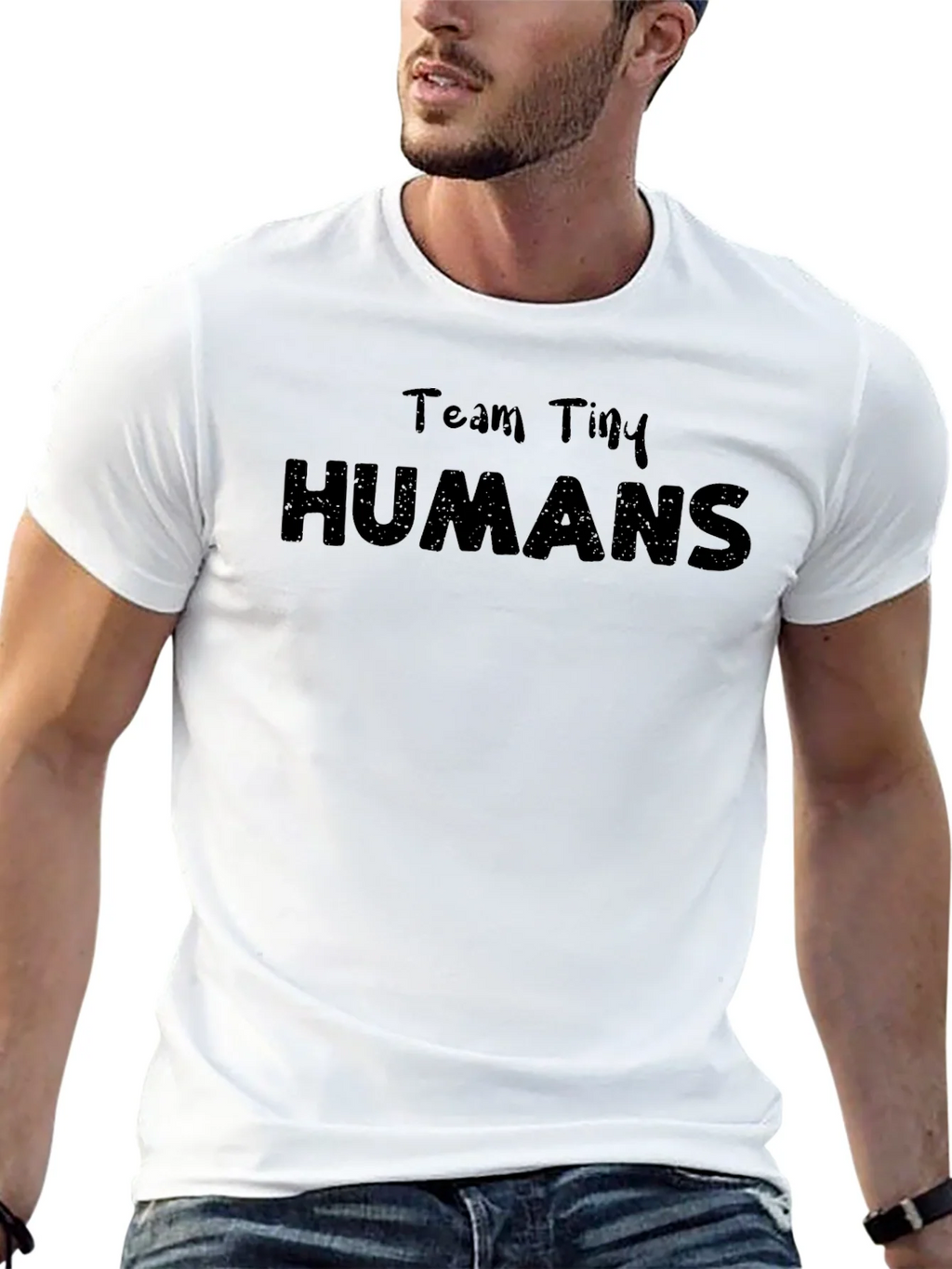 Team Tiny Humans Black Graphic T-Shirt