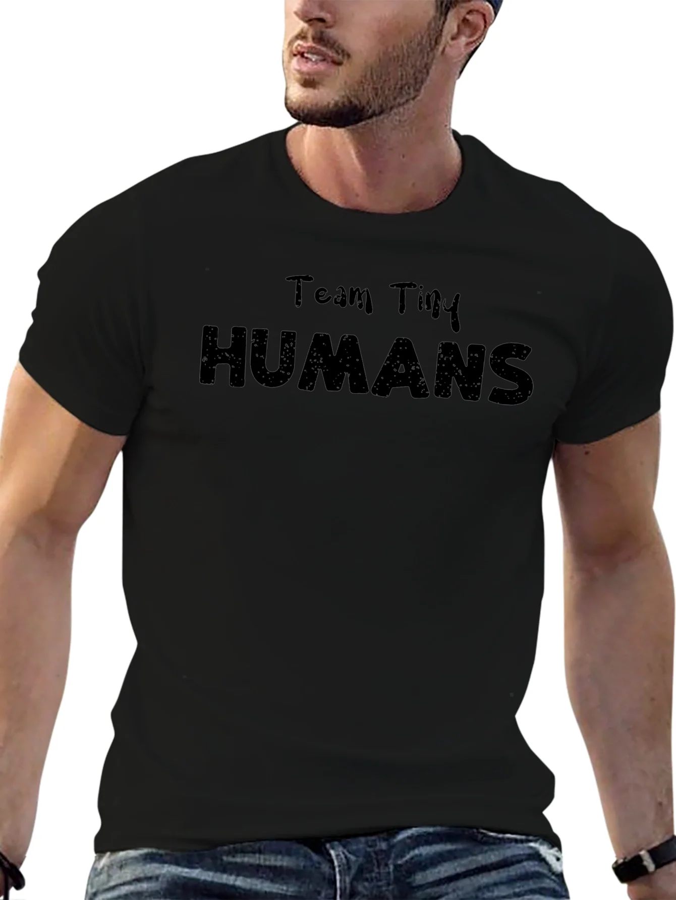 Team Tiny Humans Black Graphic T-Shirt