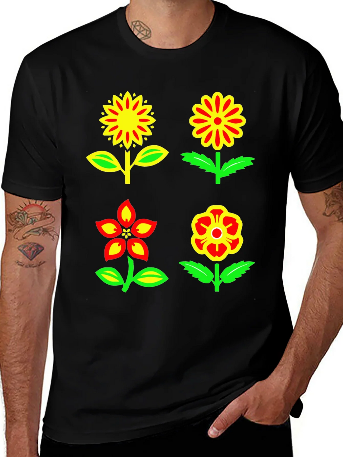 Floral Graphic T-Shirt - Bold Colorful Design