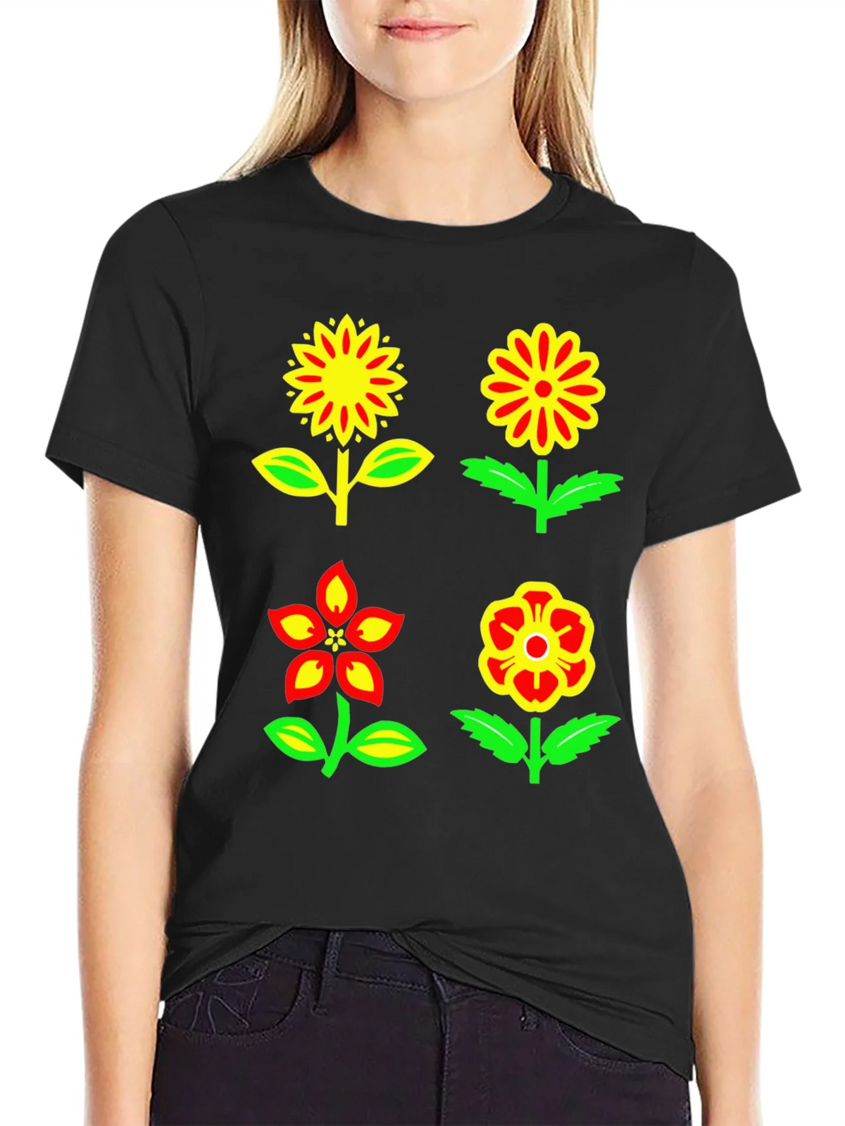 Floral Graphic T-Shirt - Bold Colorful Design
